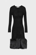 MIDI KNIT DRESS+FUR