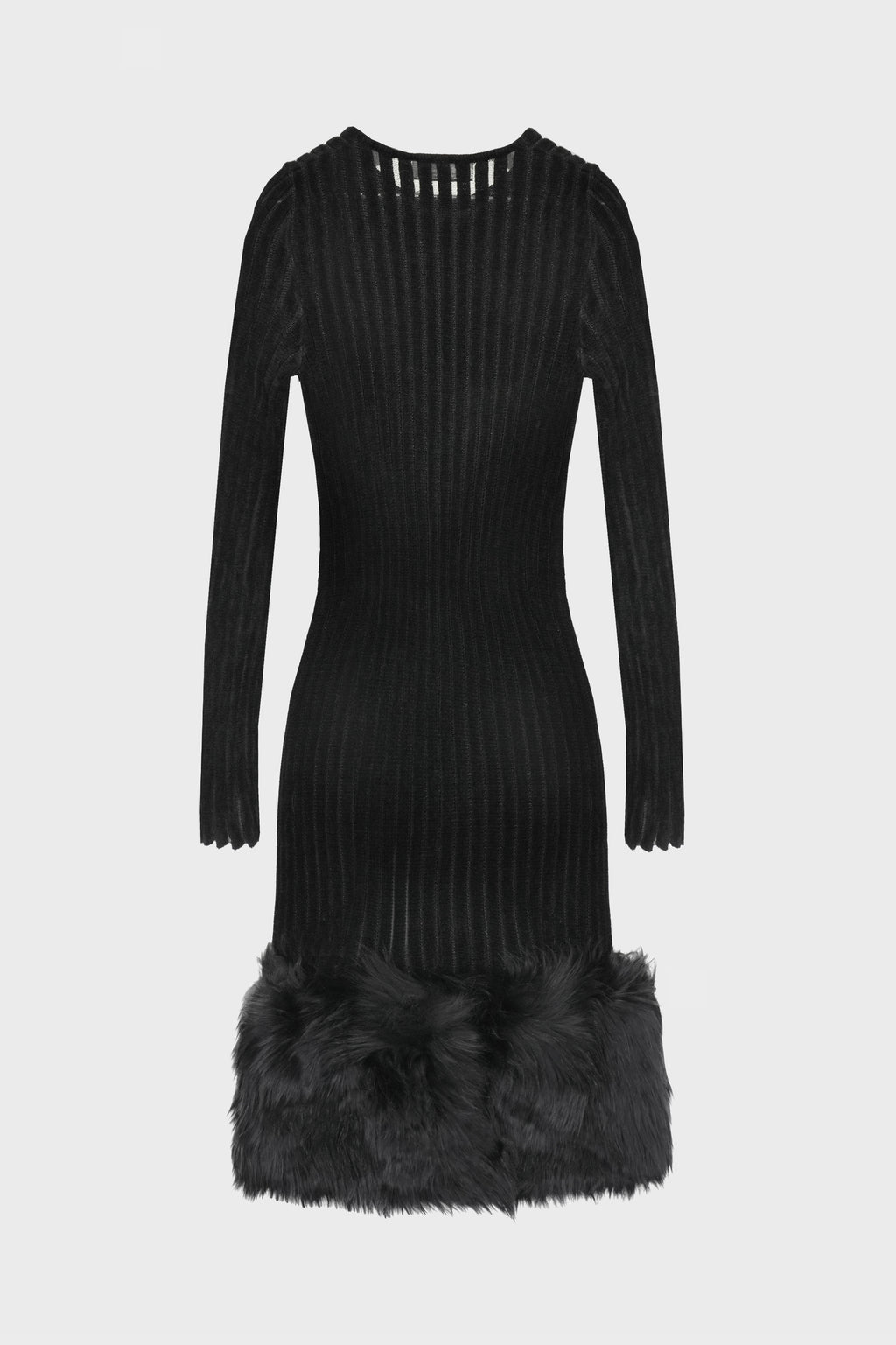 MIDI KNIT DRESS+FUR