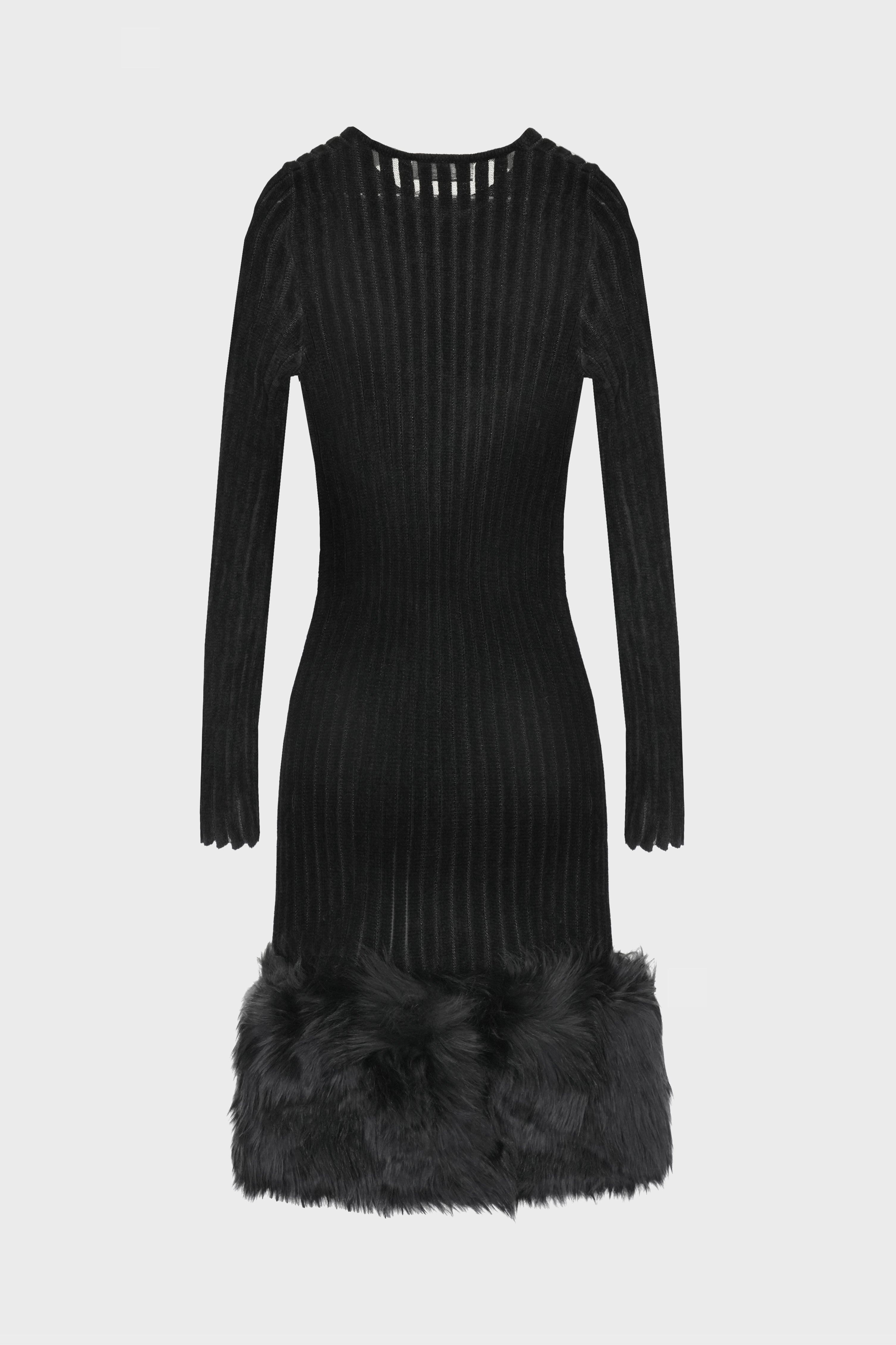 MIDI KNIT DRESS+FUR