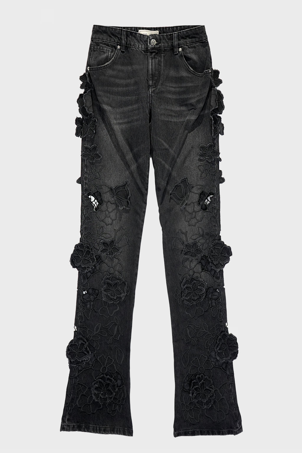 EMBR DENIM PANTS BLACK