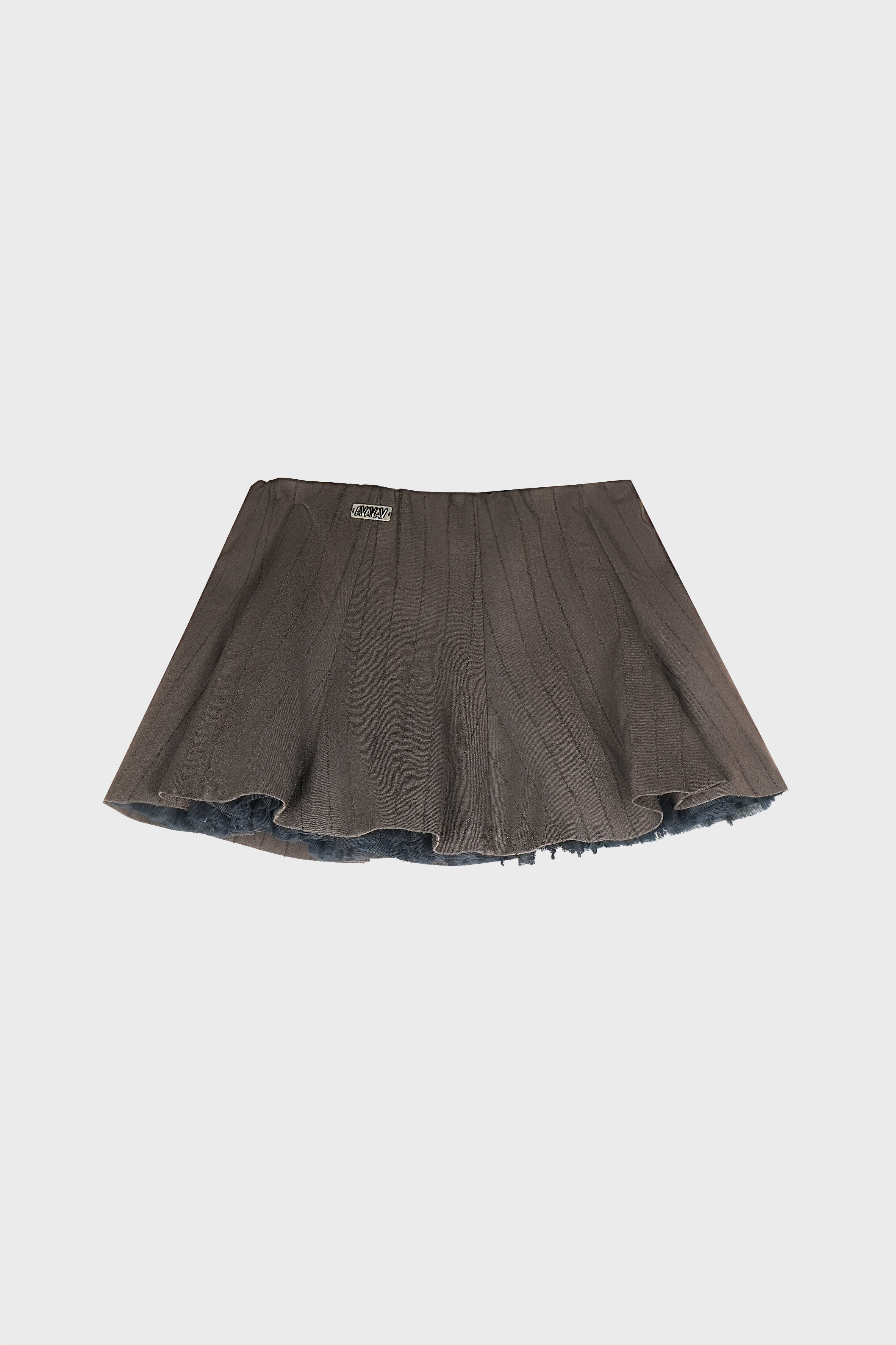 TULLE MINI SKIRT PINSTRIPE BROWN