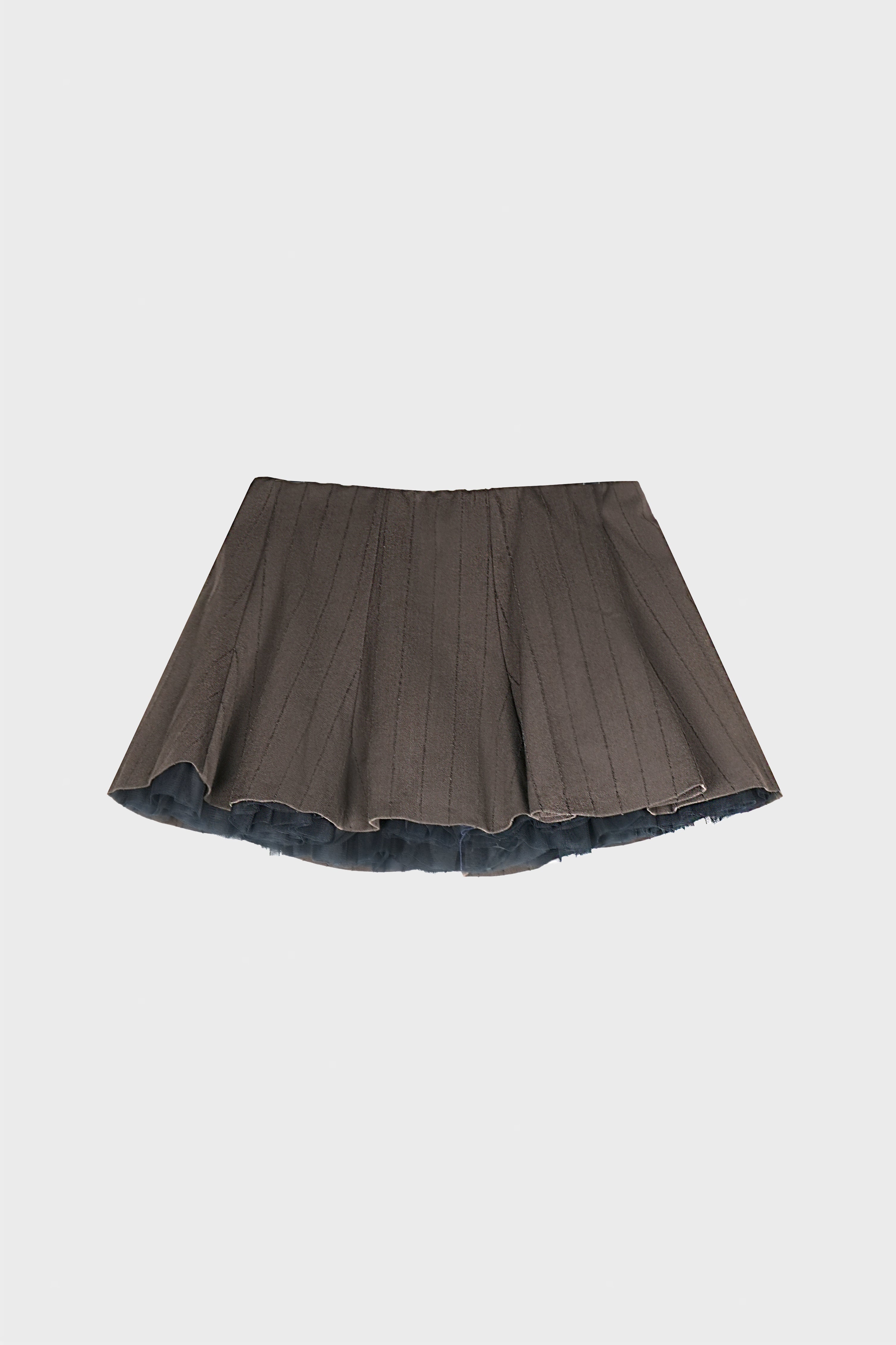 TULLE MINI SKIRT PINSTRIPE BROWN