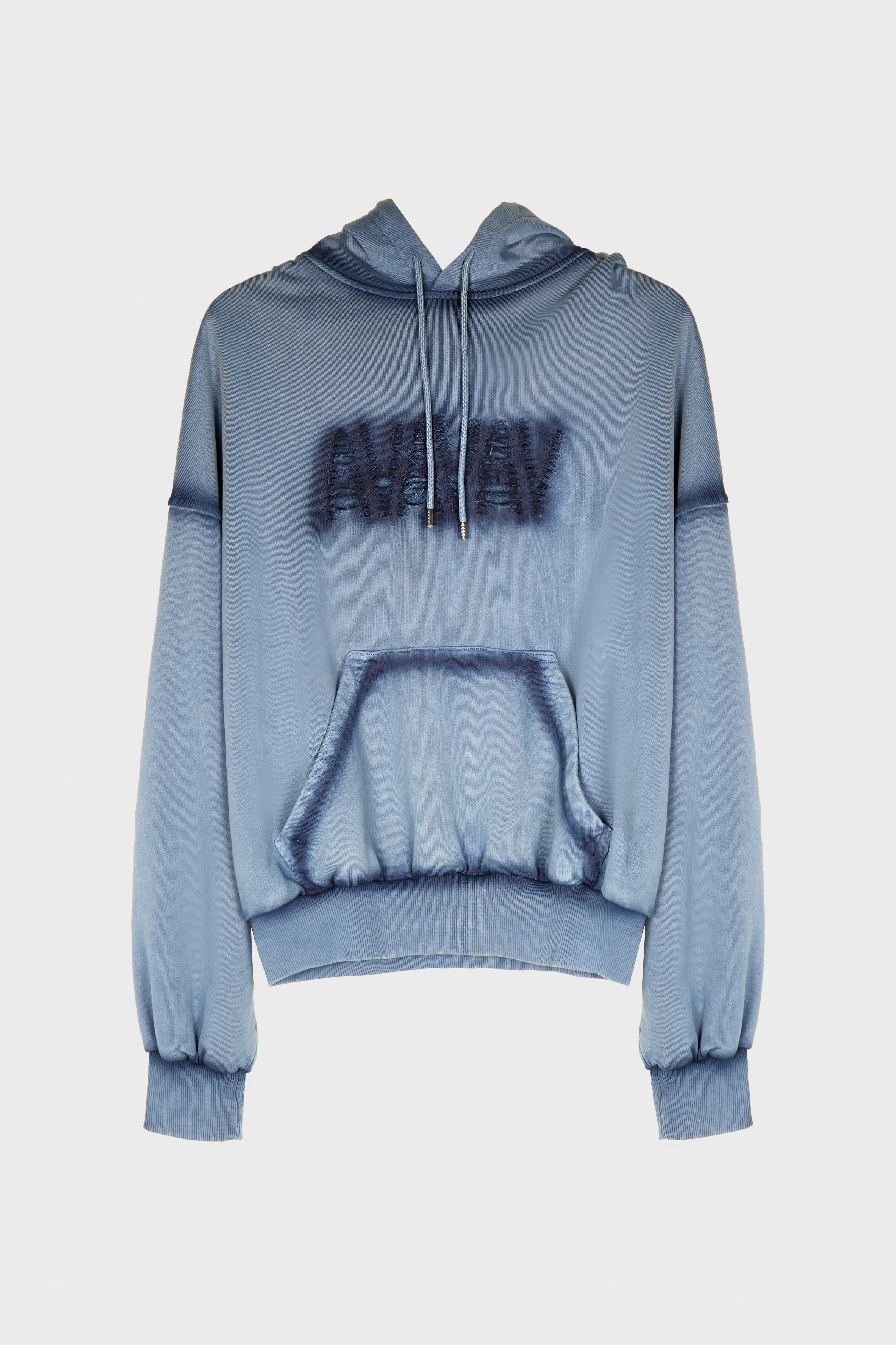 SHOULDERLESS HOODIE CUT AV-LOGO BLUE