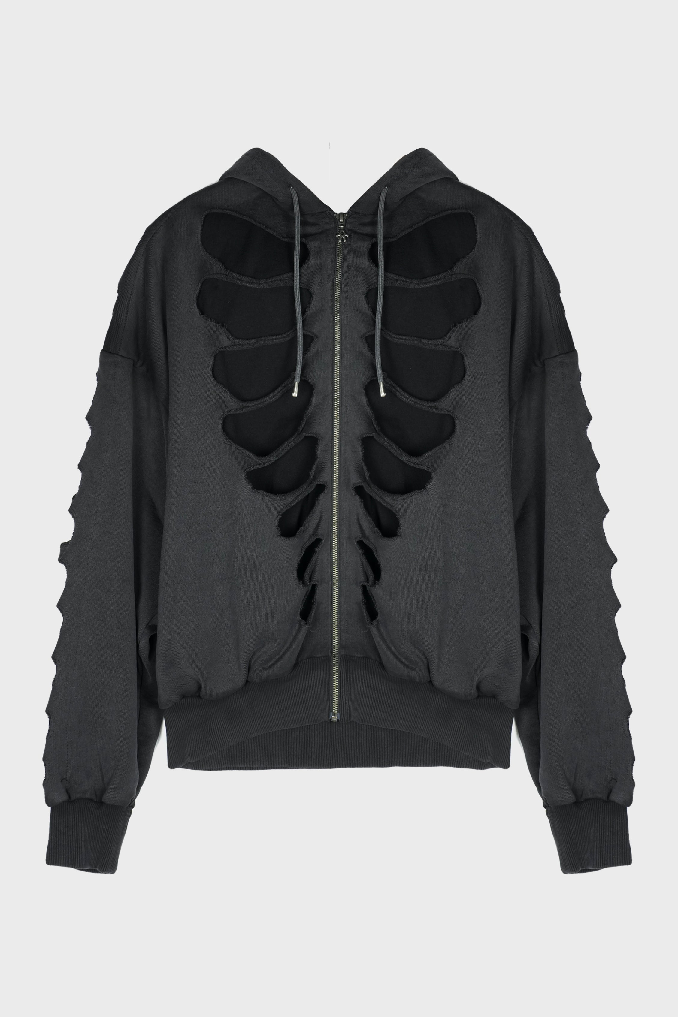 SHOULDERLESS HOODIE CUT AV-LOGO BLACK