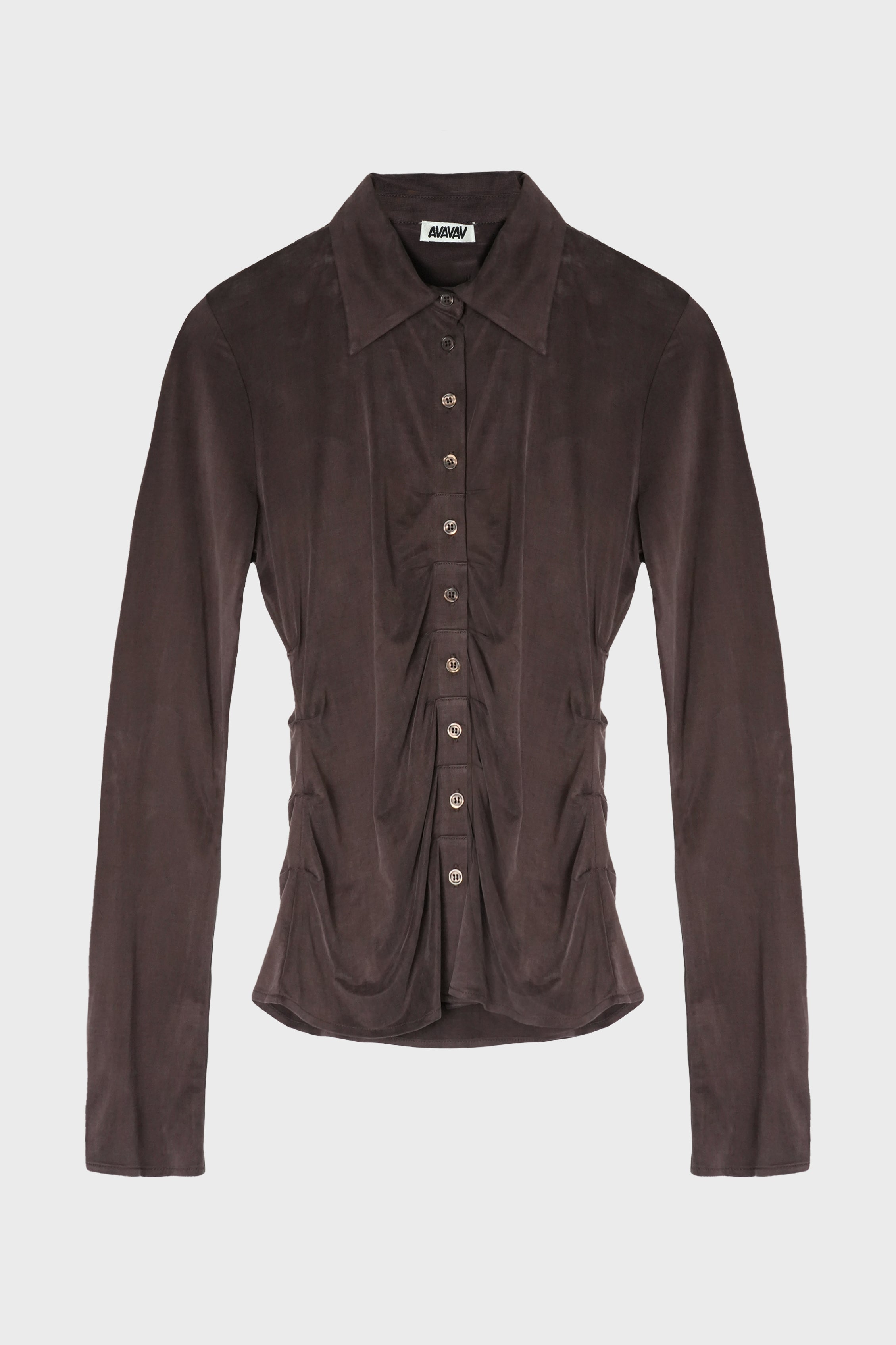 PLEATED SHIRT BROWN