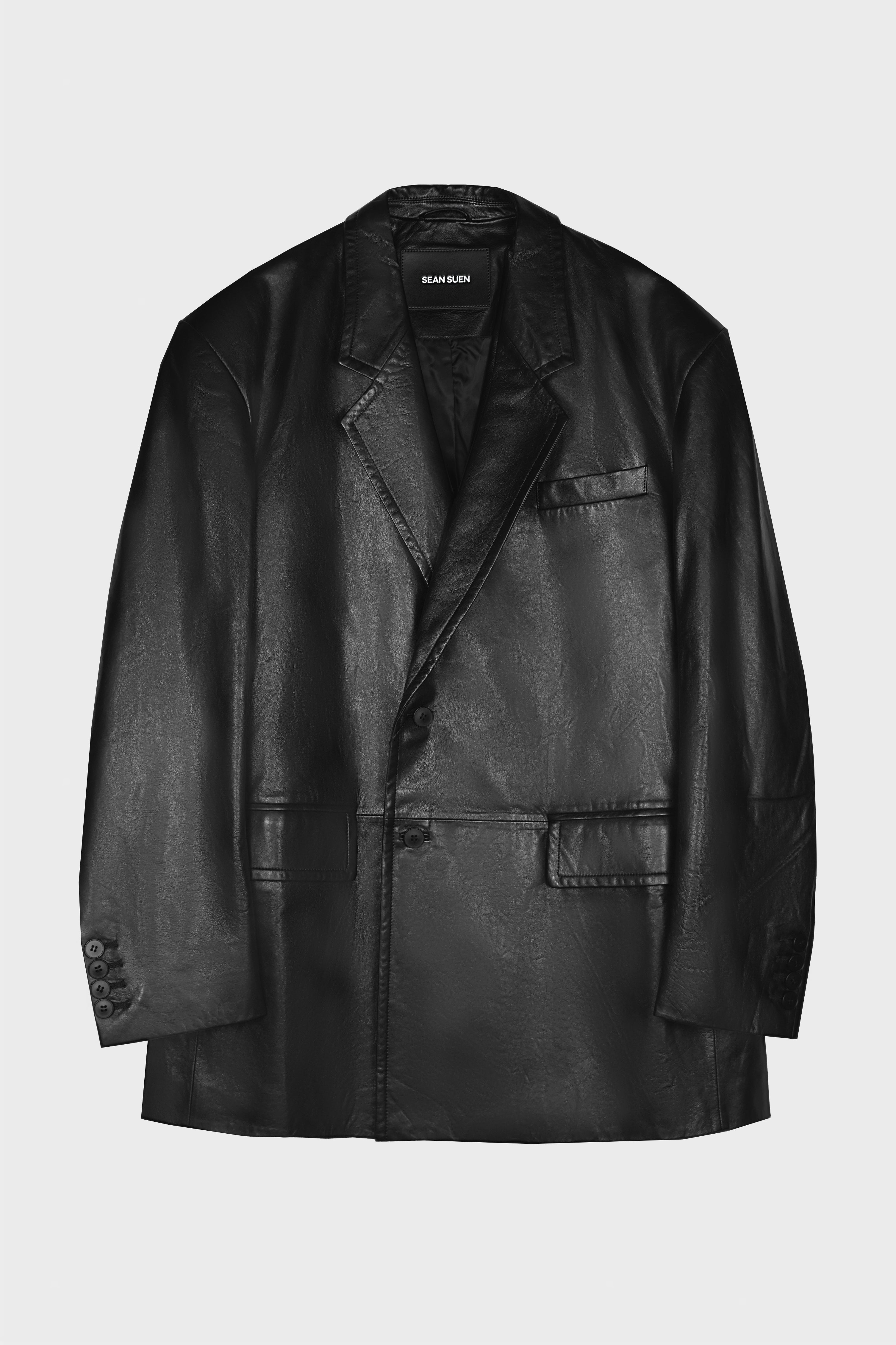 BLACK LEATHER BLAZER