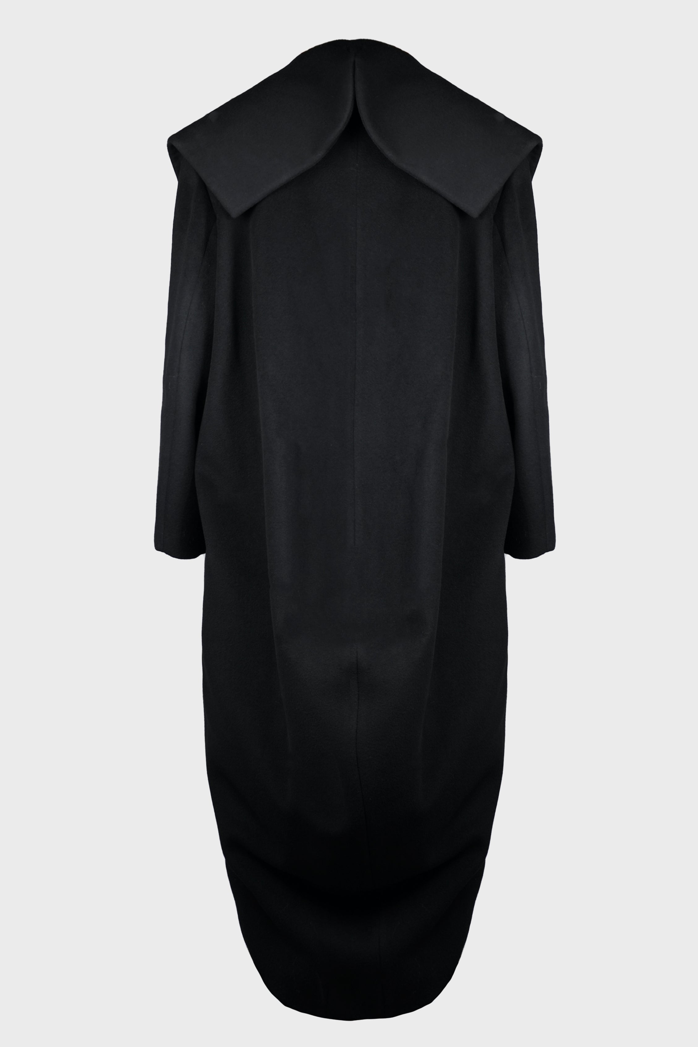 BLACK WOOL SHAWL COLLAR COAT
