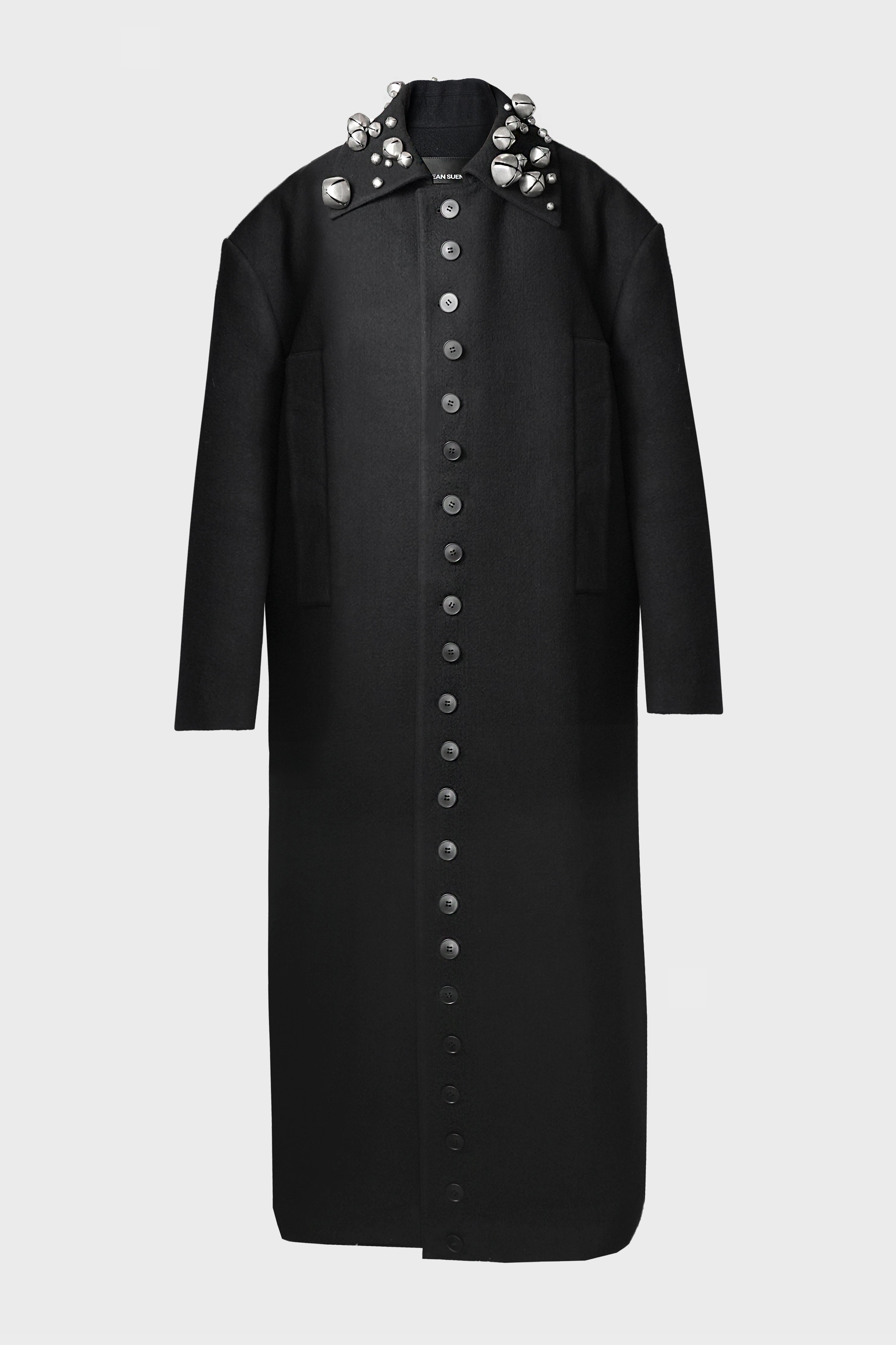 BLACK WOOL COAT (WITH BELLS)