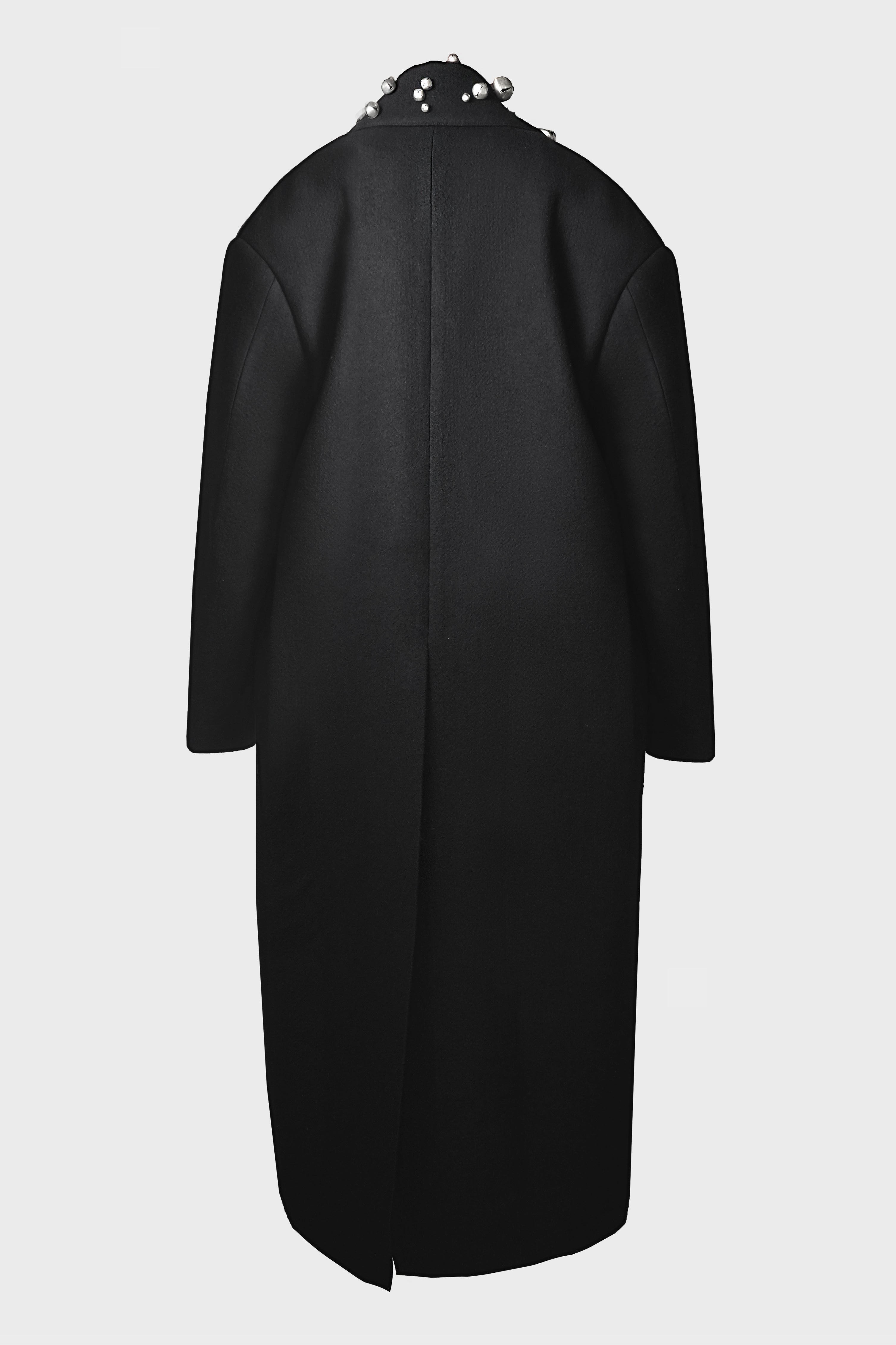 BLACK WOOL COAT (WITH BELLS)