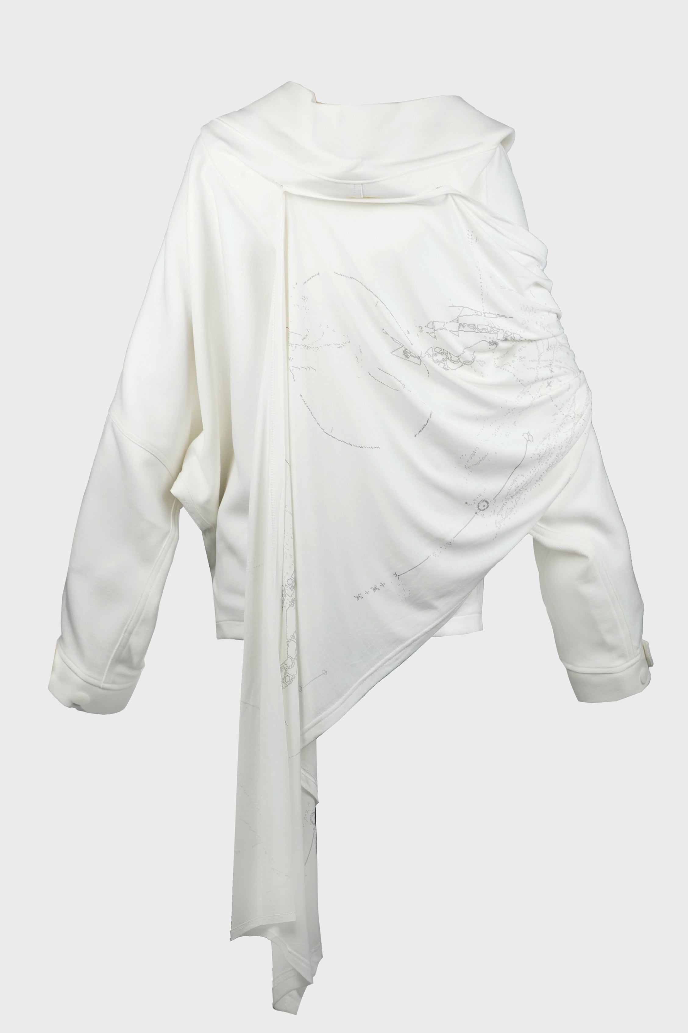 HOODED JACKET w/ GRAPHIC MUFFLER IVORY