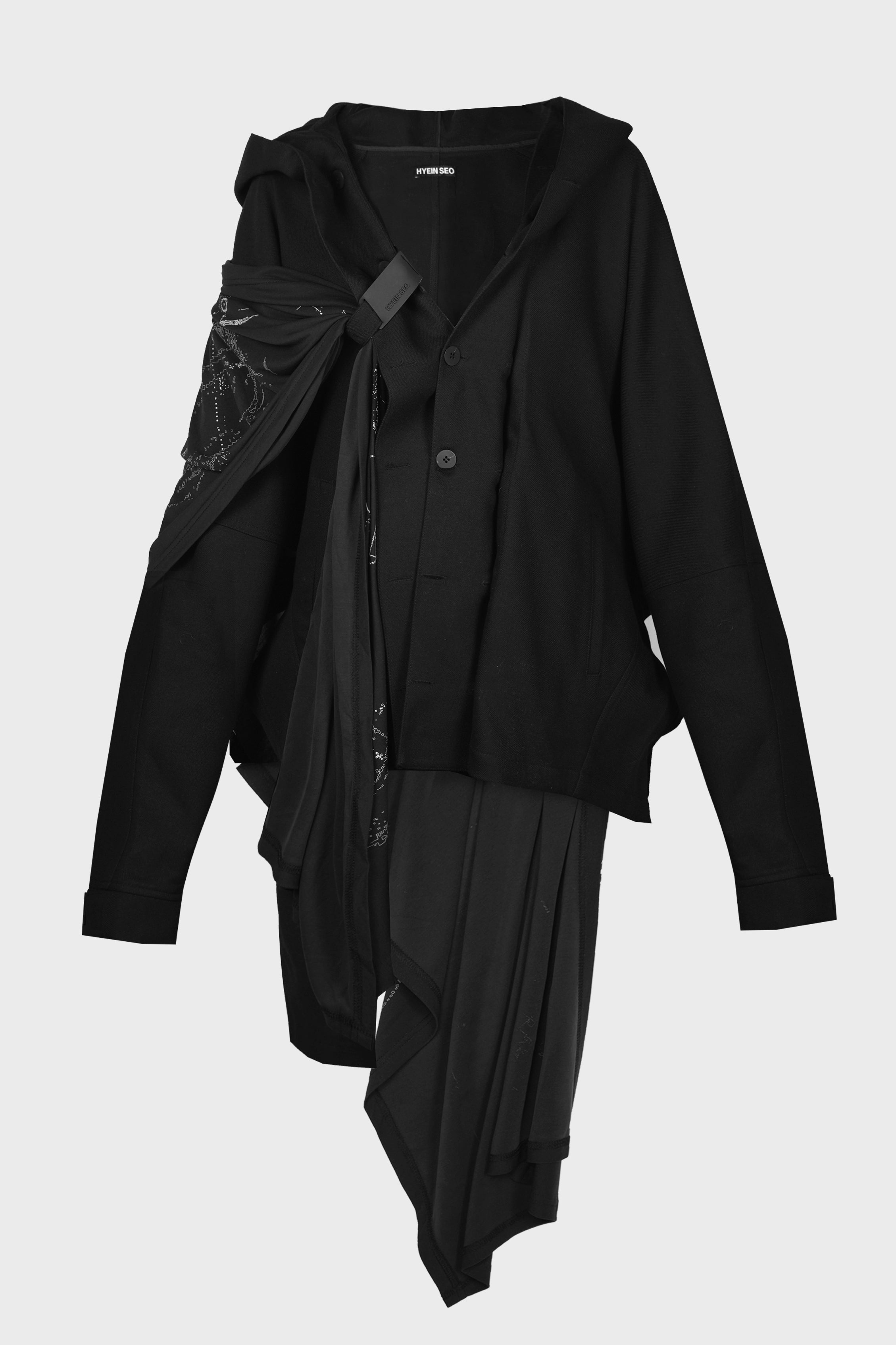 HYEIN SEO - HOODED JAKCET w/ GRAPHIC MUFFLER BLACK – LABSTORE WORLD