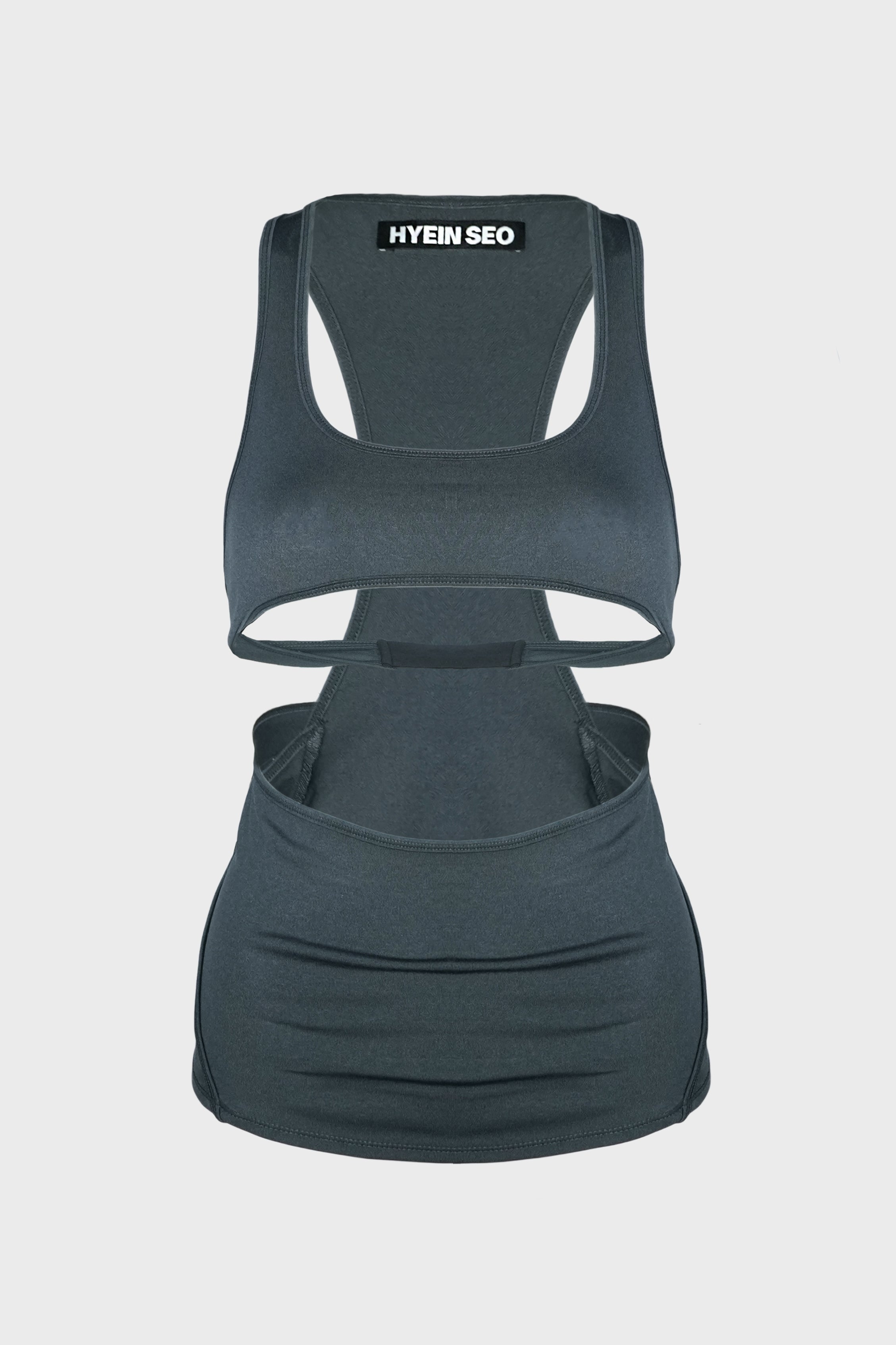 DOUBLE LAYER CROP TOP CHARCOAL