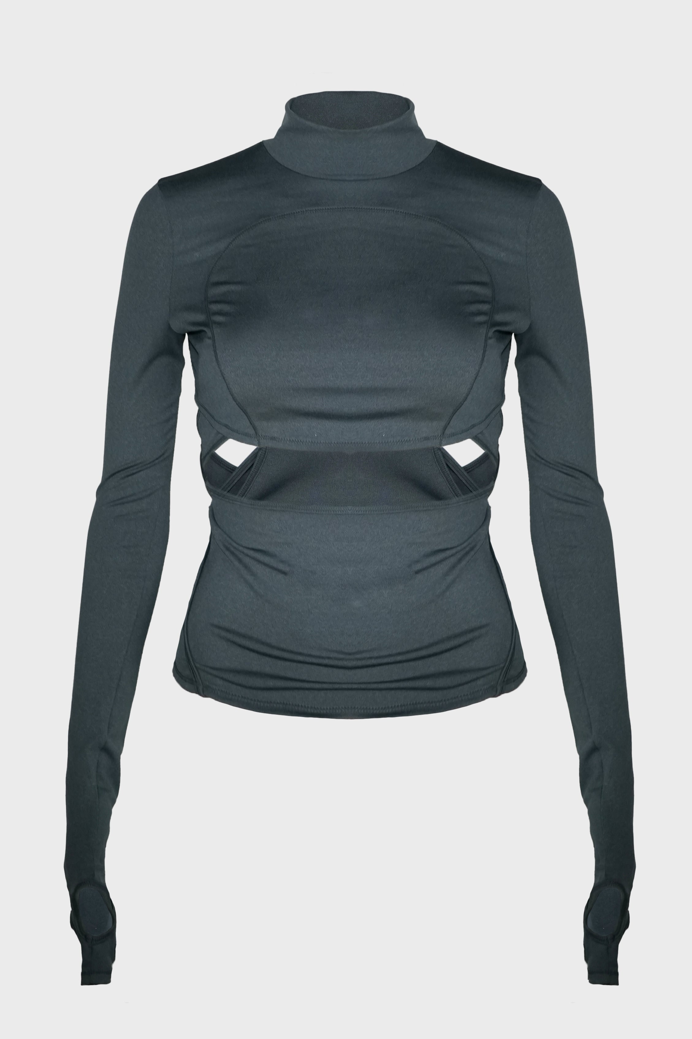 DOUBLE LAYER CROP TOP CHARCOAL