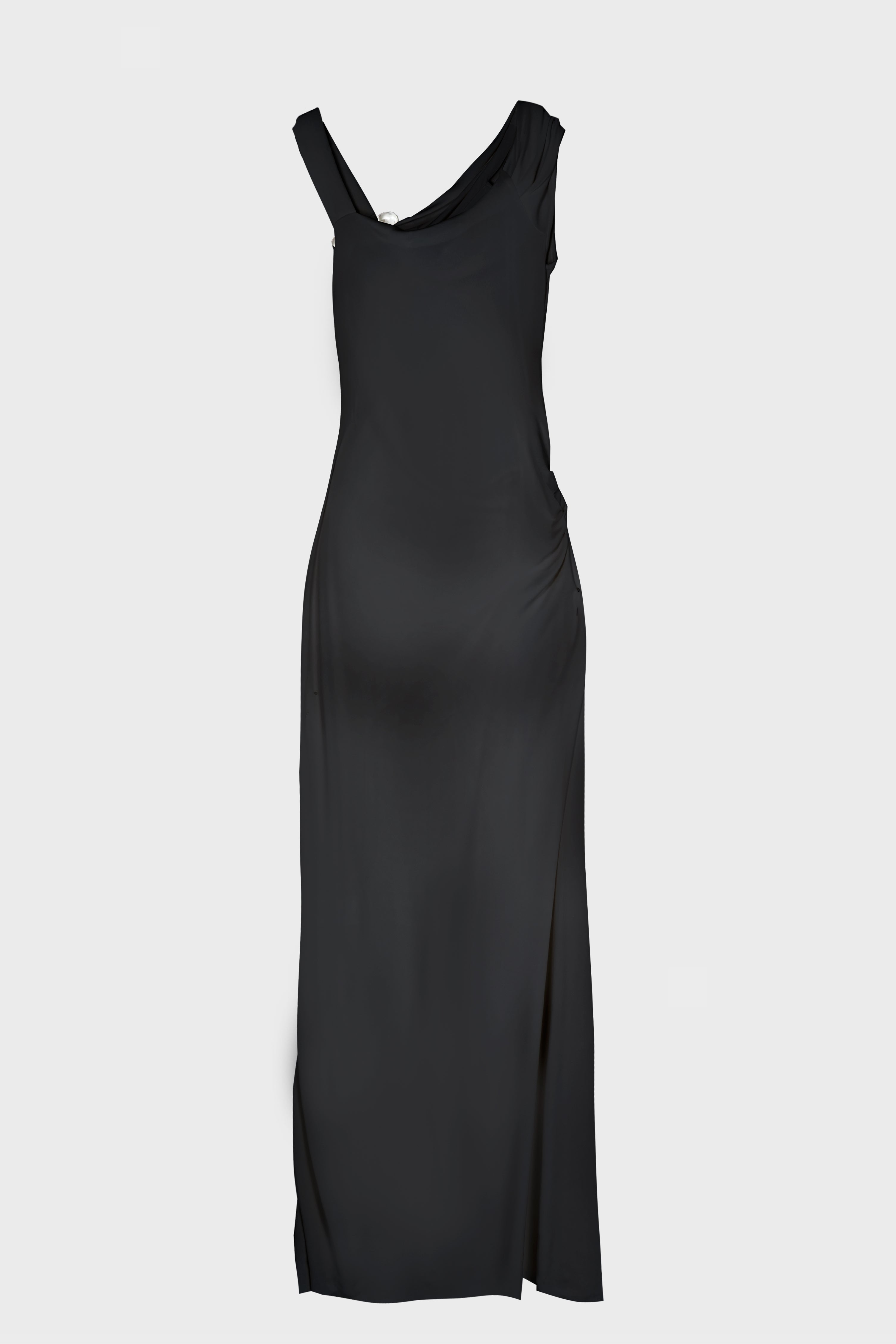 VEER SPIRAL CRYSTAL DRAPED JERSEY DRESS BLACK
