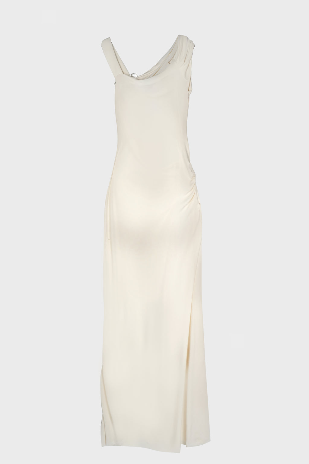 VEER SPIRAL CRYSTAL DRAPED JERSEY DRESS MILK