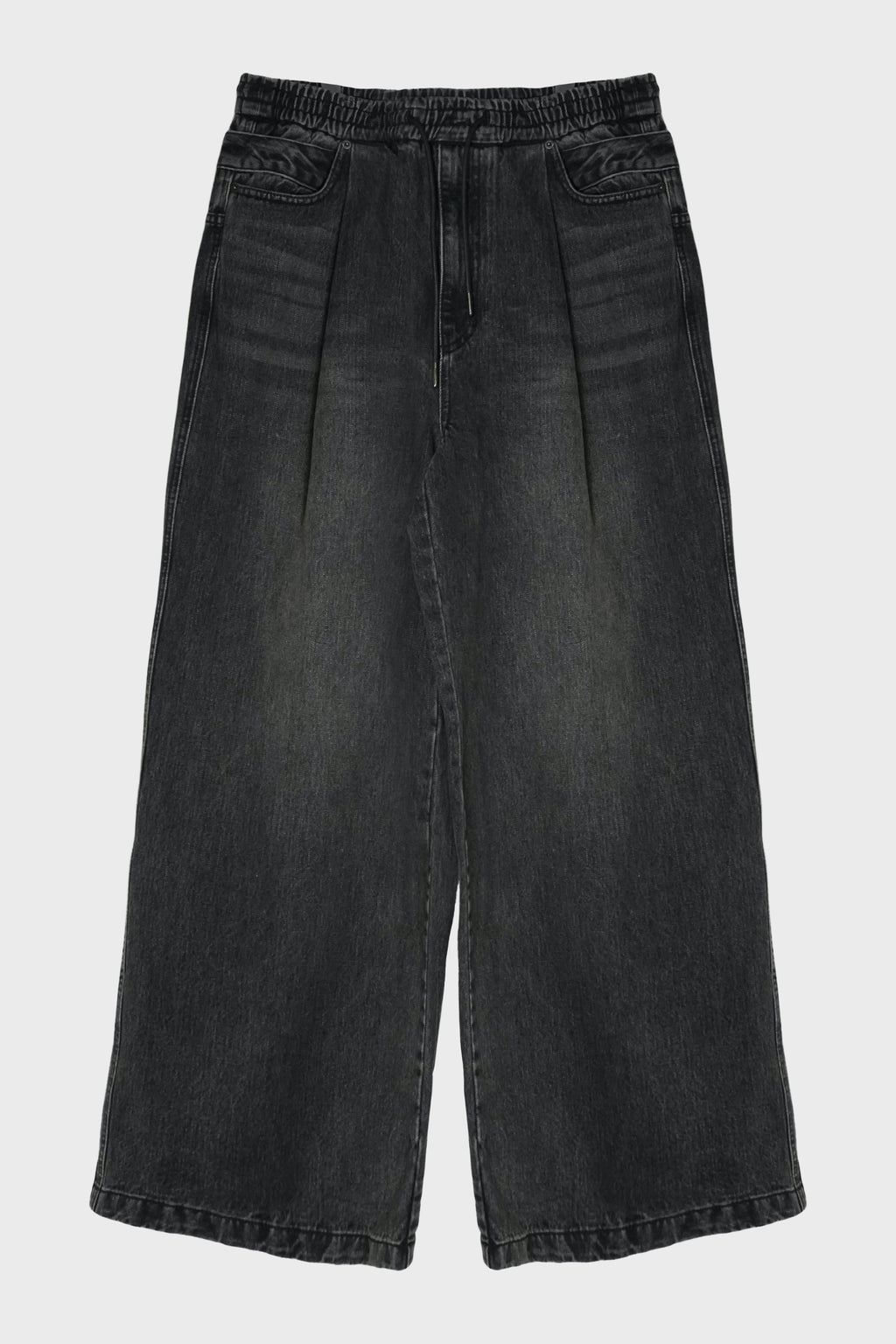 WIDE DOUBLE WAISTED DENIM PANTS