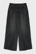WIDE DOUBLE WAISTED DENIM PANTS