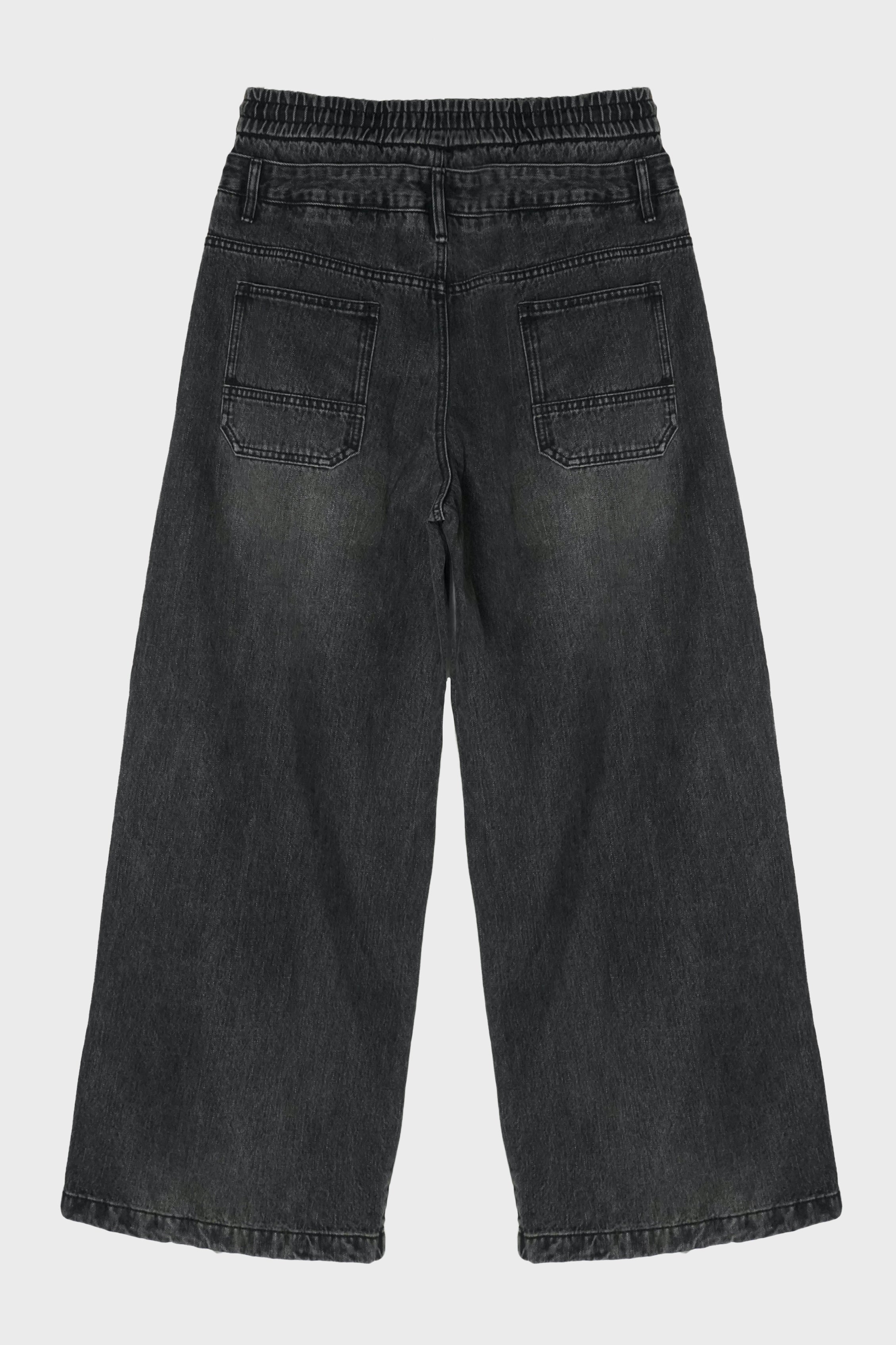 WIDE DOUBLE WAISTED DENIM PANTS