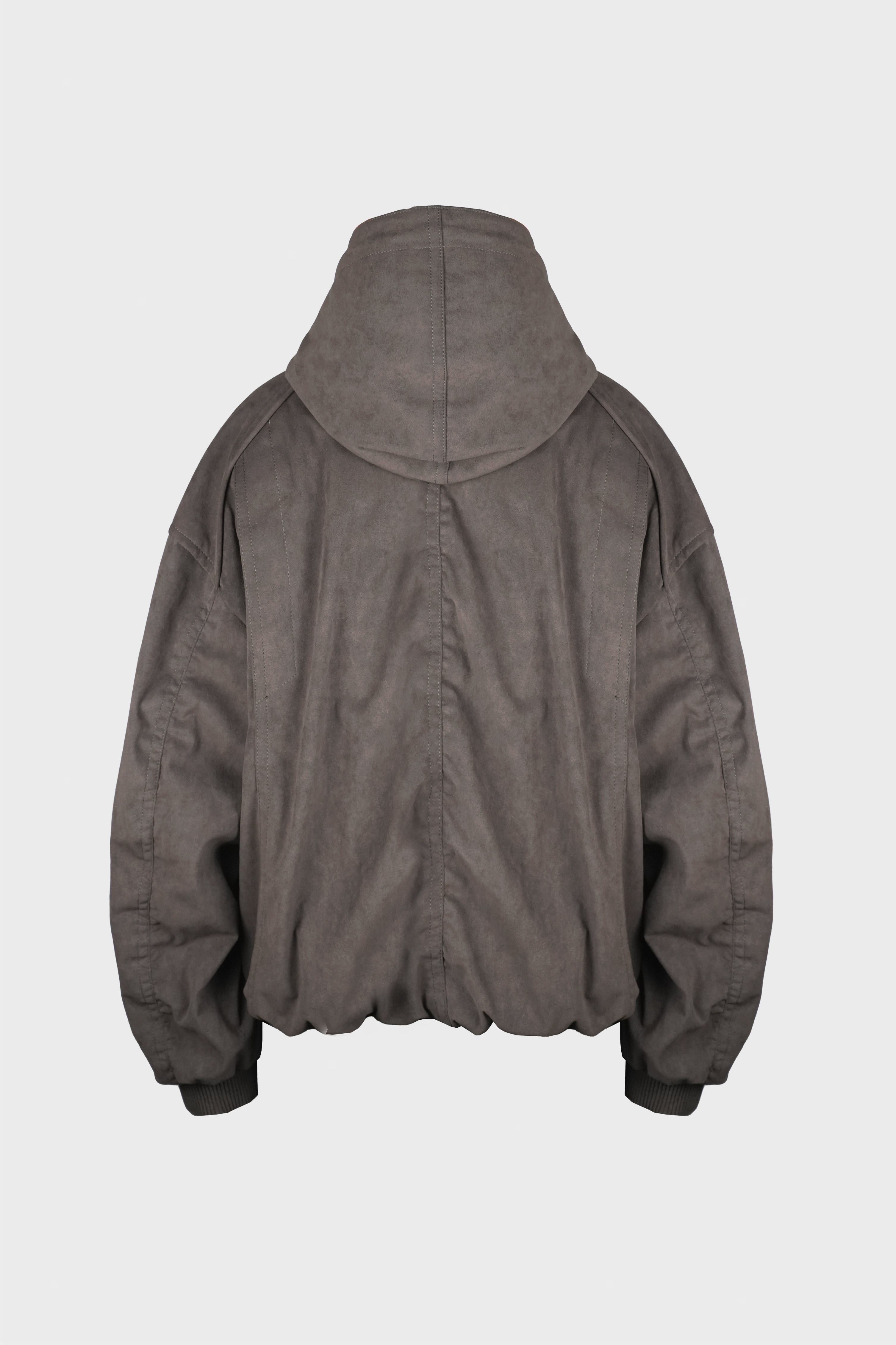 SUEDE HOOD ZIP-UP JUMPER