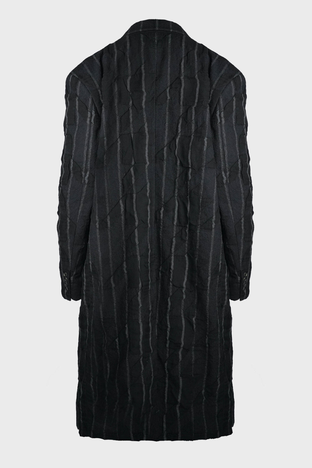 WOOL STRIPE PEAKED LABEL COAT