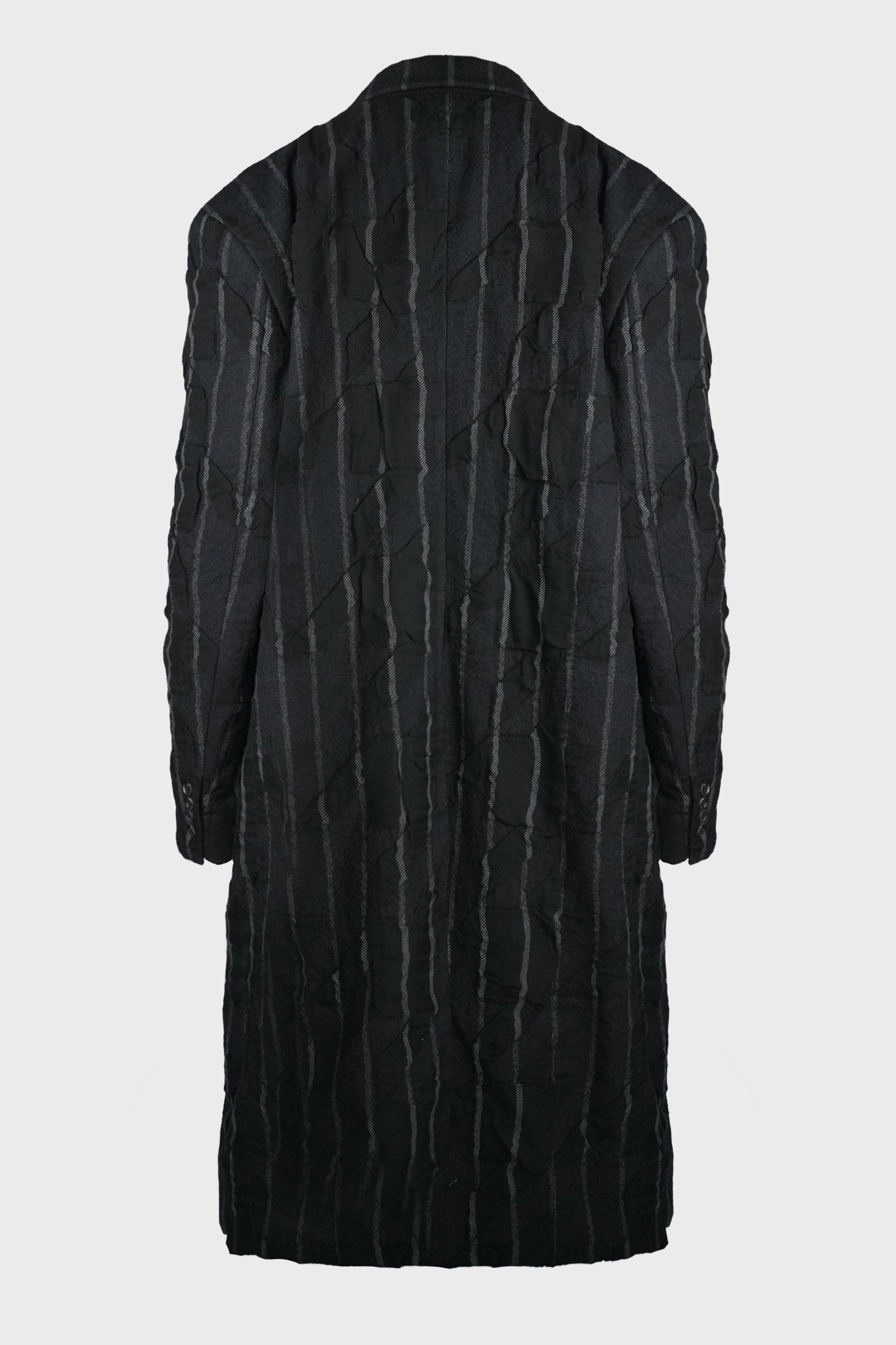 WOOL STRIPE PEAKED LABEL COAT