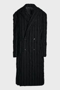 WOOL STRIPE PEAKED LABEL COAT