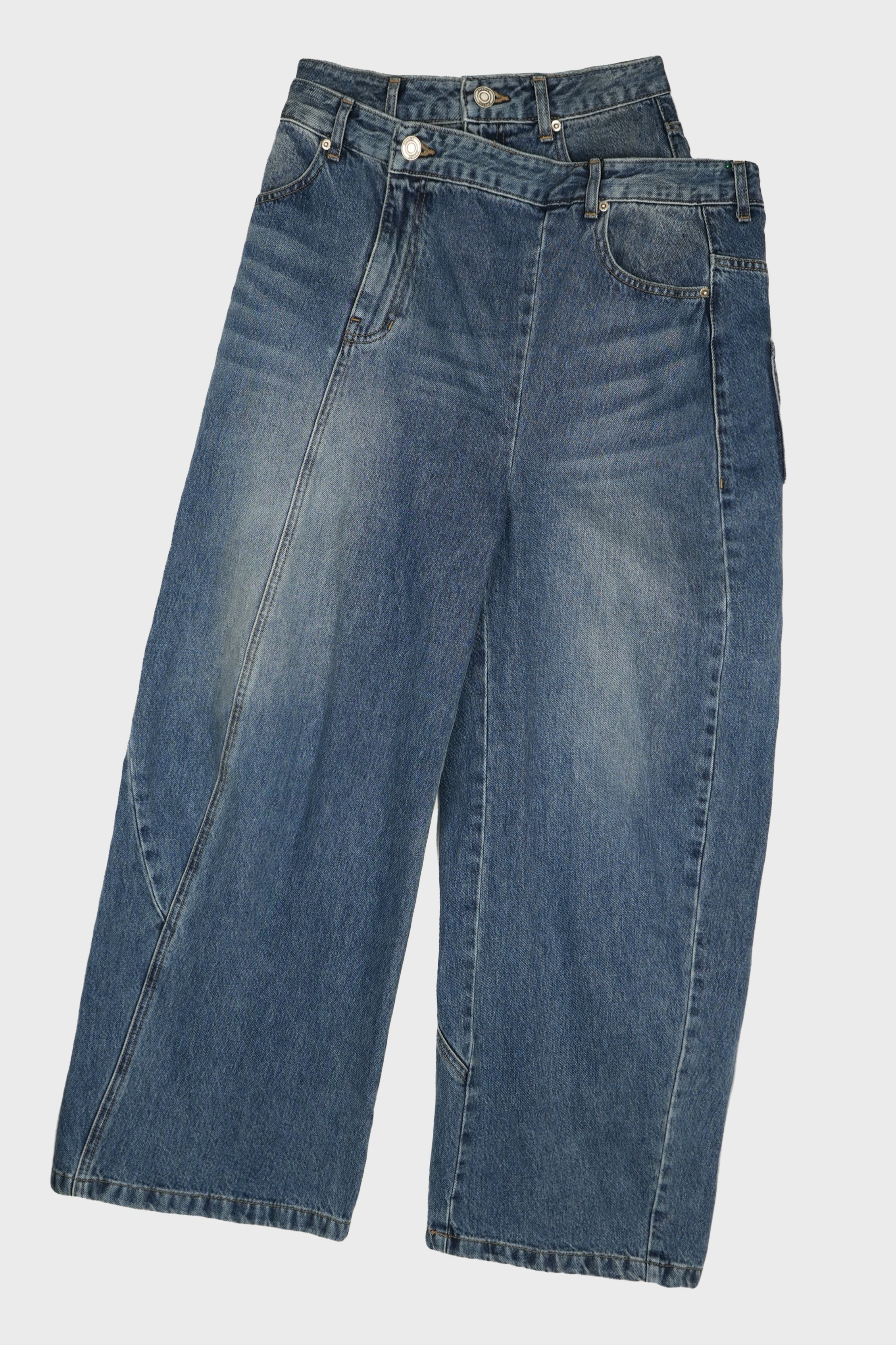 LAYERED DOUBLE DENIM PANTS