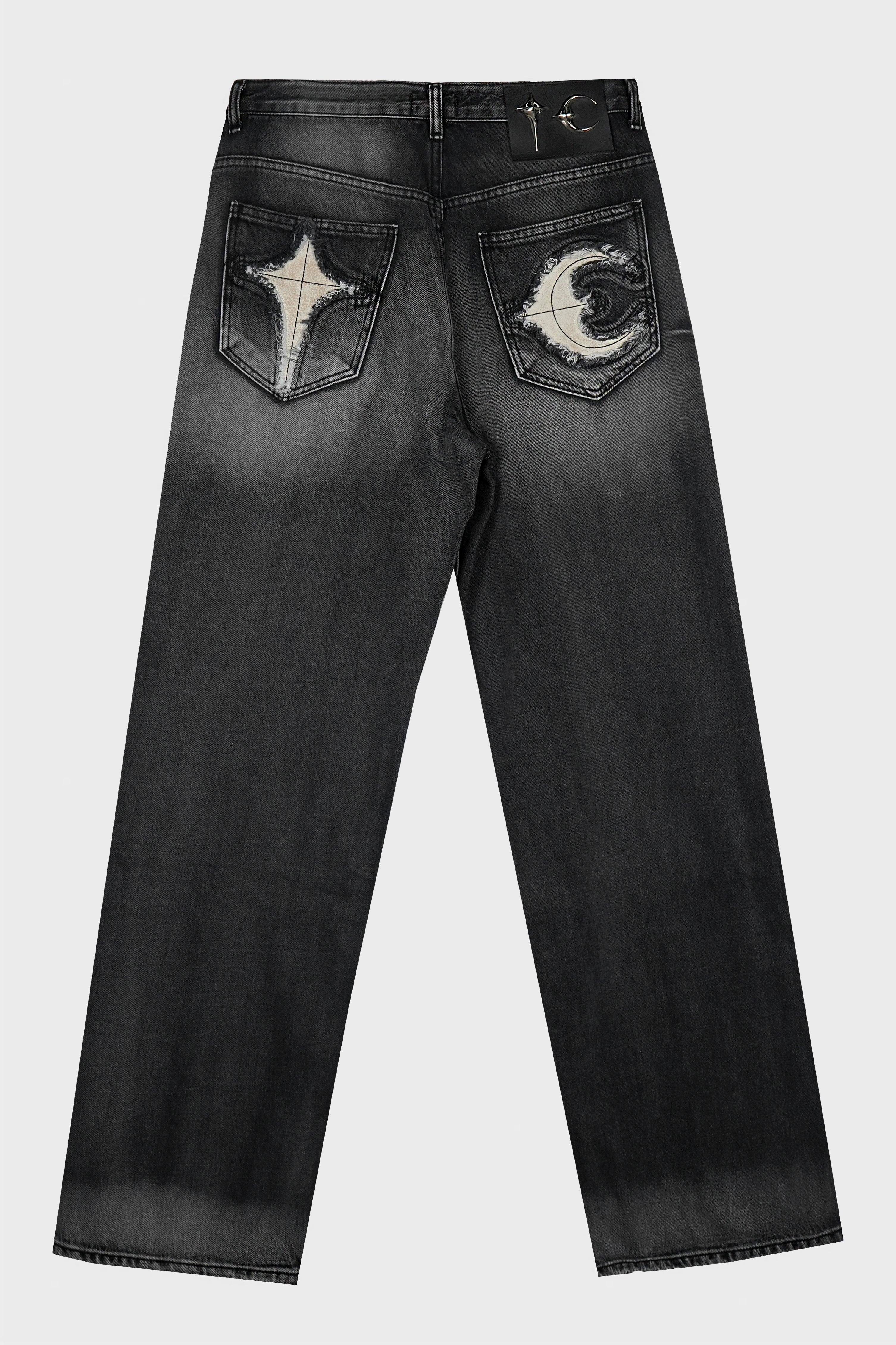 TC BONE LEATHER DENIM PANTS