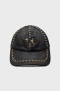 STUDDED WASHED LEATHER CAP