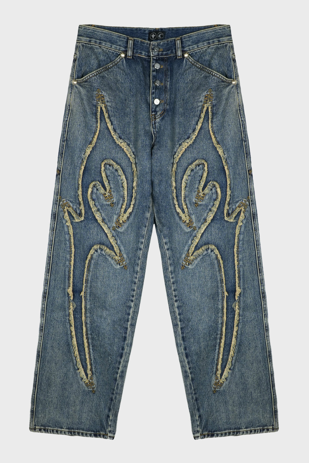 TRIBAL DENIM PANTS BLUE
