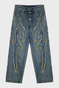 TRIBAL DENIM PANTS BLUE
