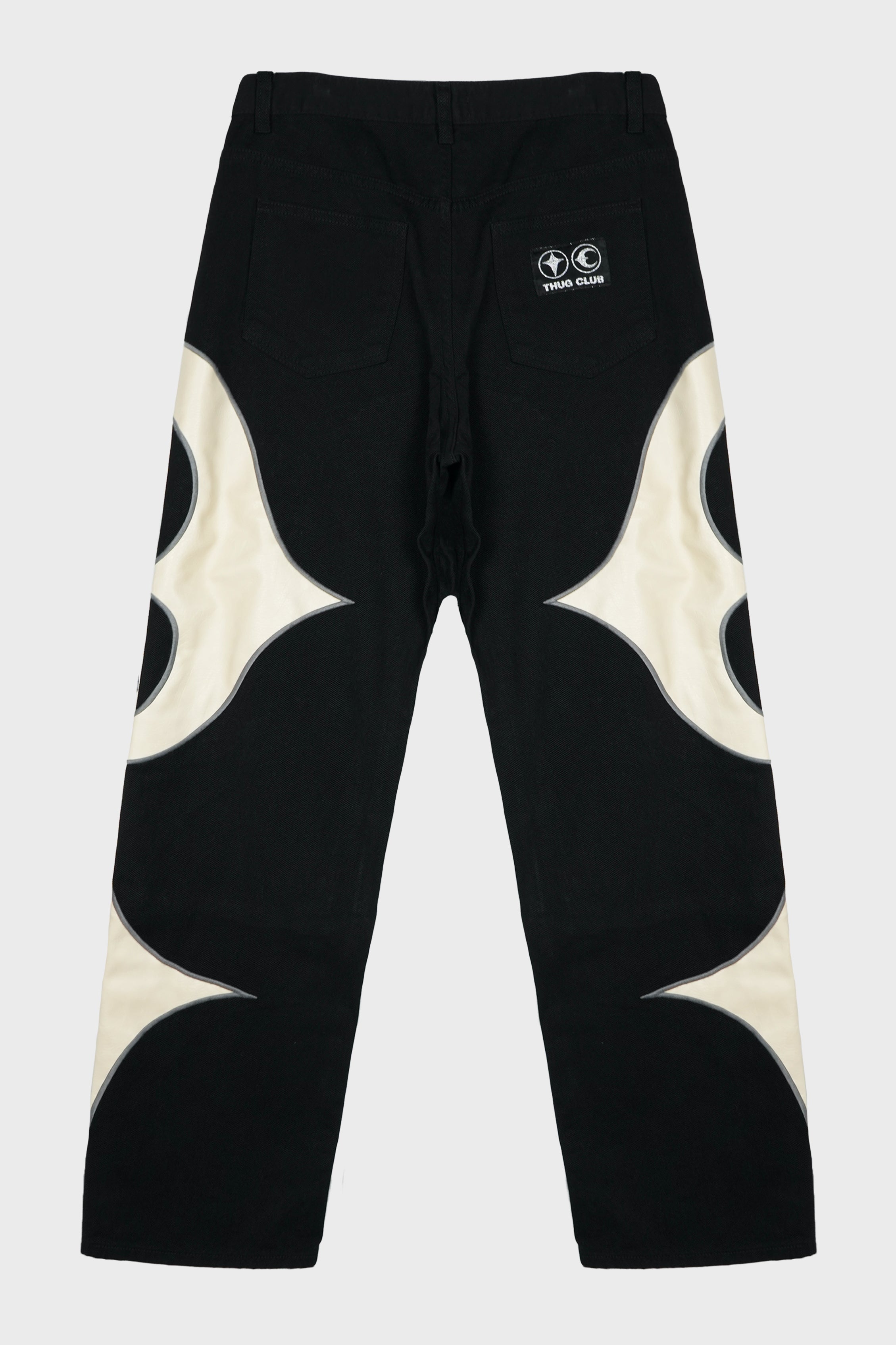 TC LEATHER WASHED DENIM PANTS