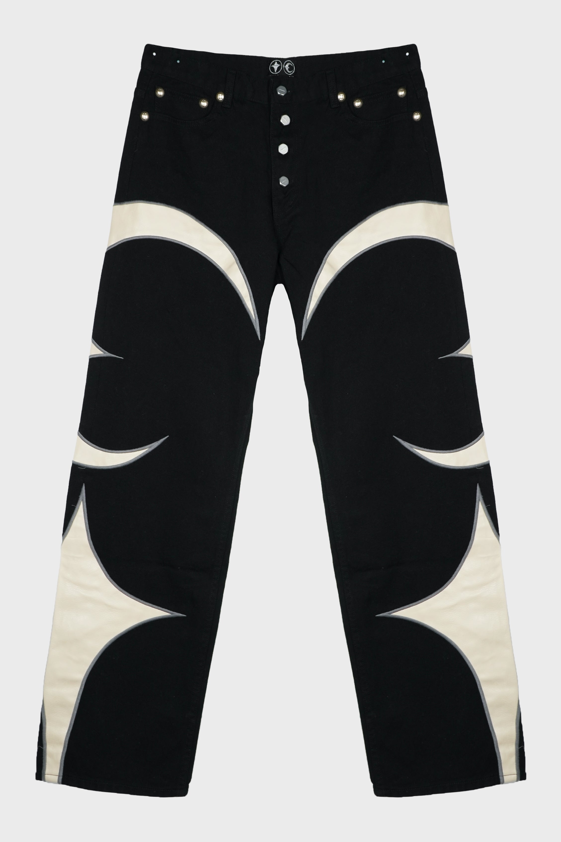 TC LEATHER WASHED DENIM PANTS