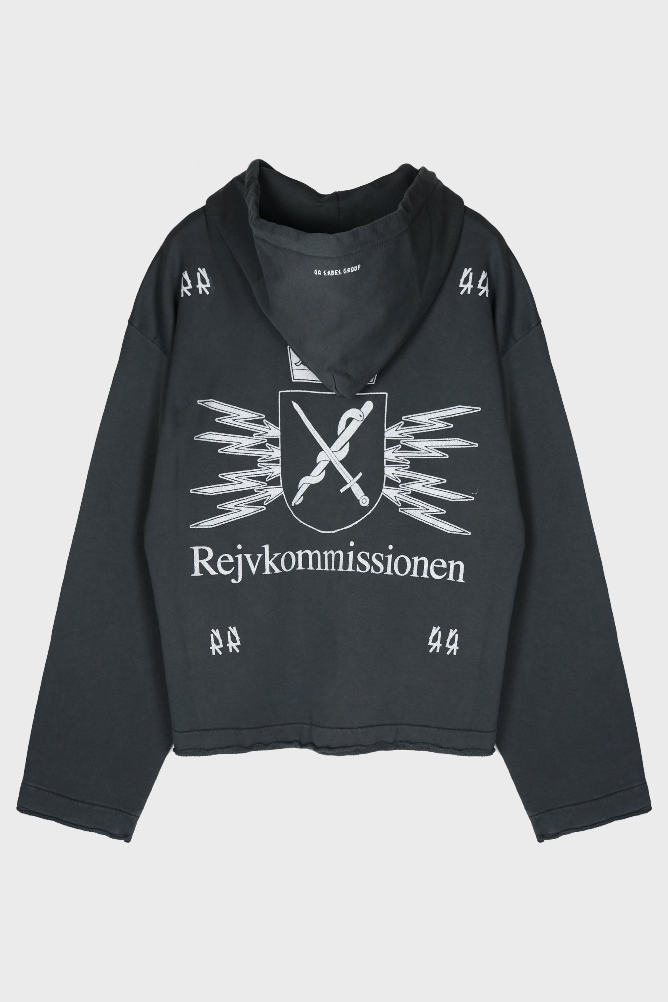 RAW CUT ZIP HOODIE BLACK + COMMISSION DIRTY WHITE