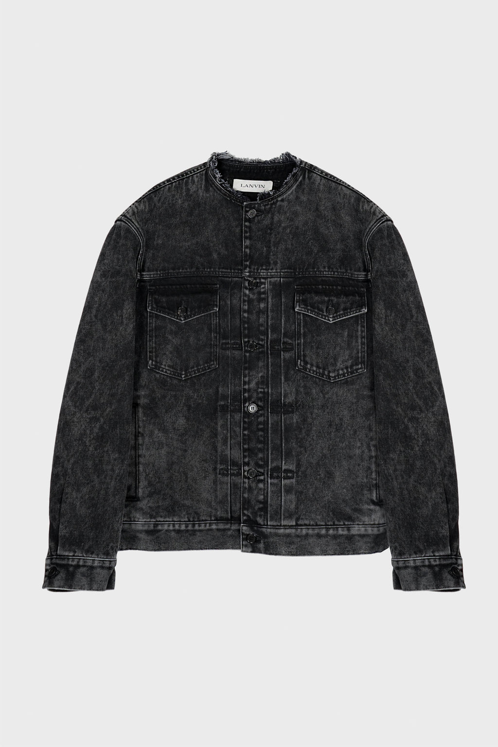 DENIM COLLARLESS JACKET BLACK