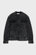 DENIM COLLARLESS JACKET BLACK
