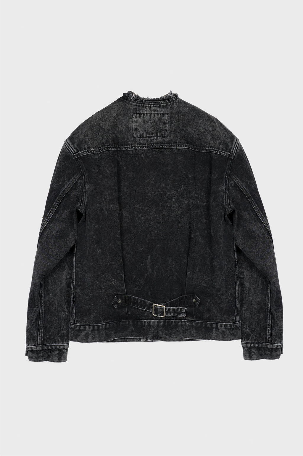 DENIM COLLARLESS JACKET BLACK