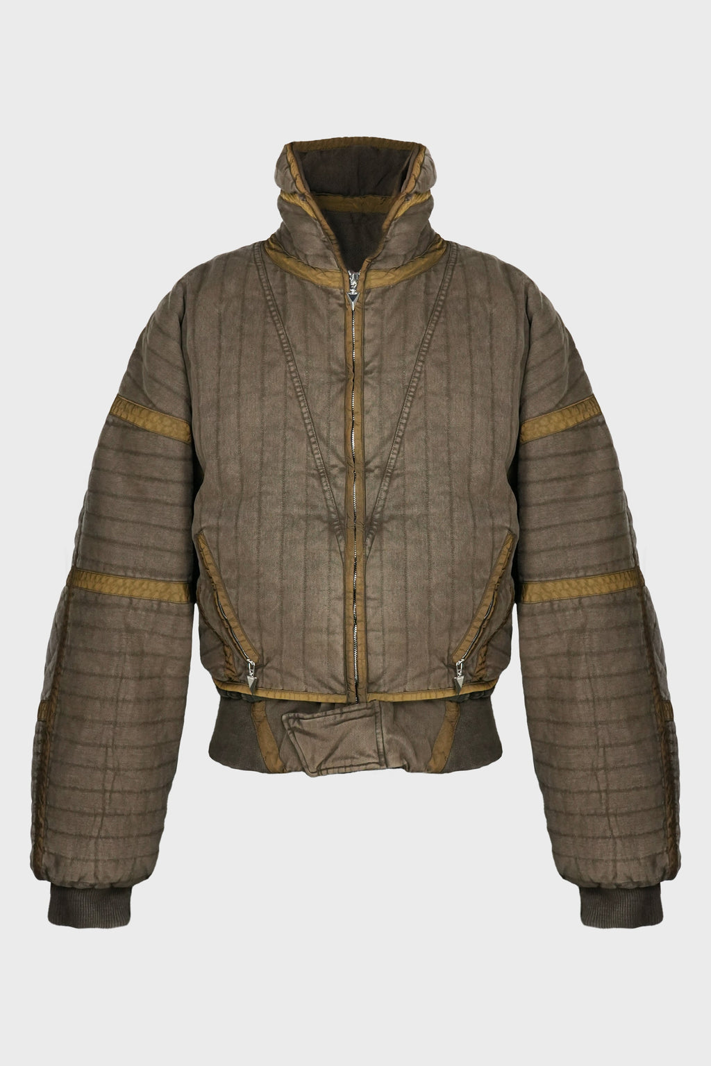 QUILTED BOMBER JACKET ACID BROWN