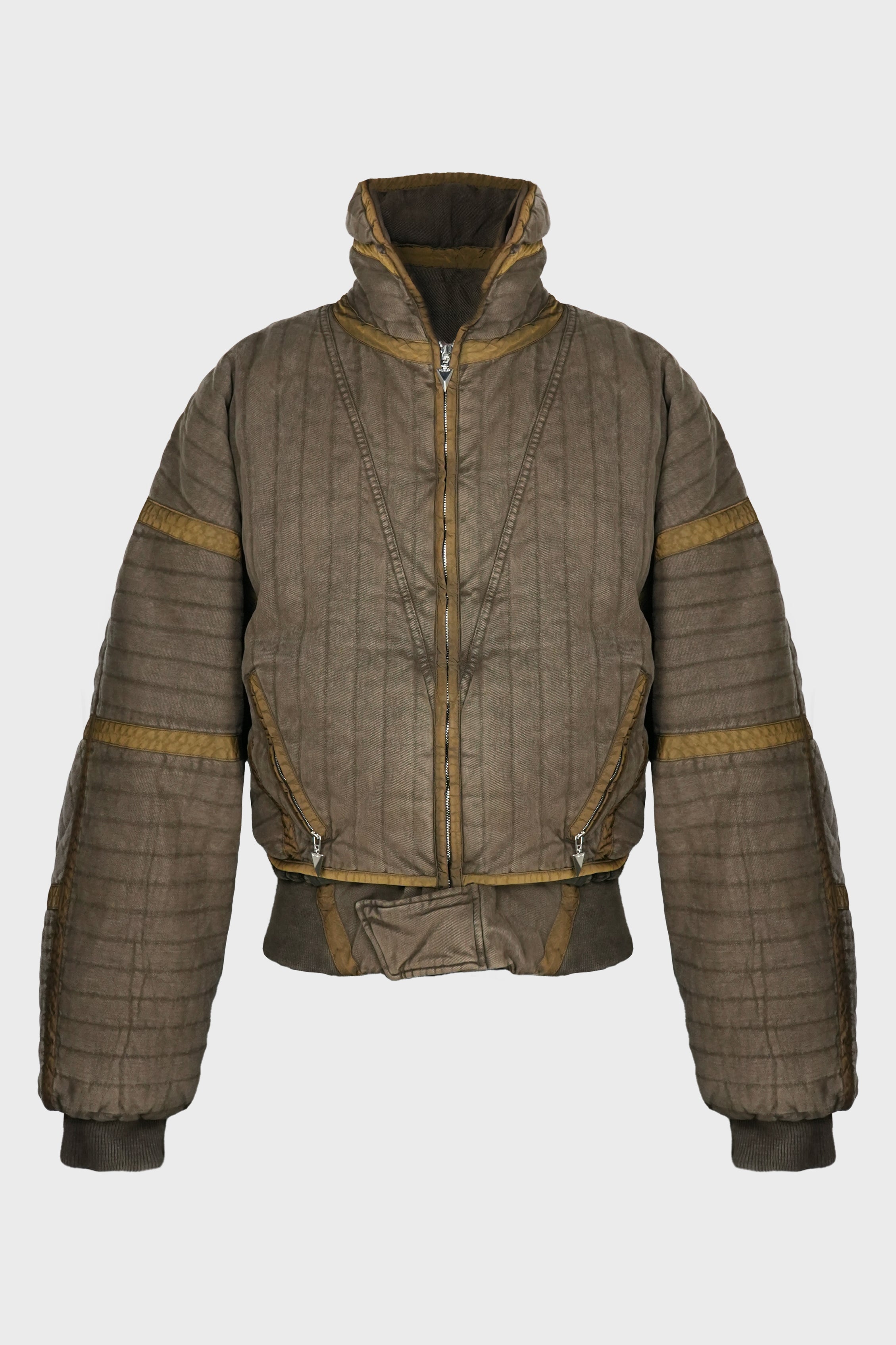 QUILTED BOMBER JACKET ACID BROWN