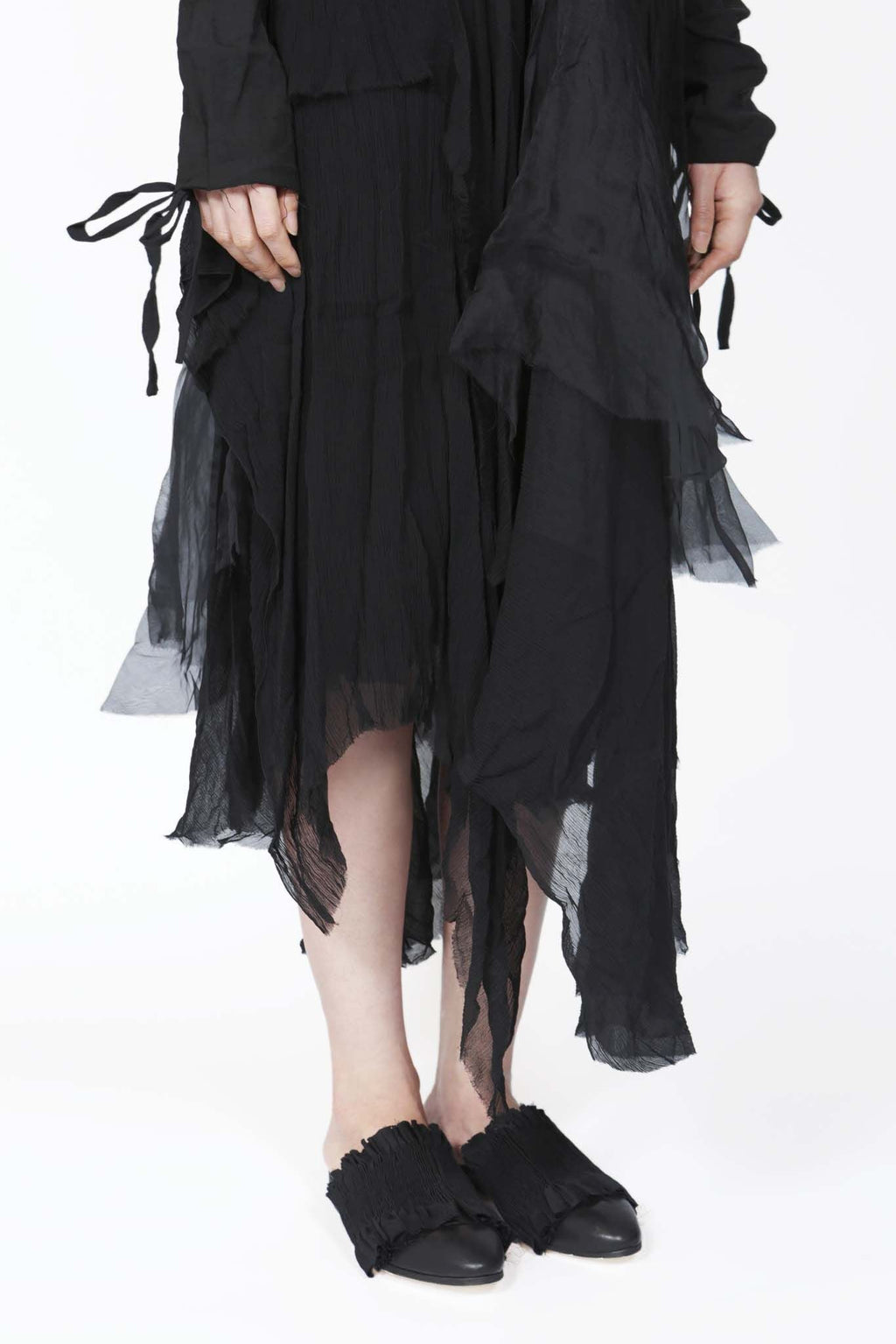 BLACK SOPWITH LAYERED ORGANZA STRETCH DRESS