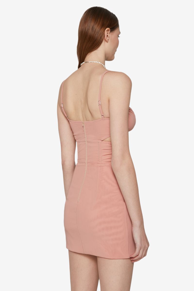 MESH CORSET MINI DRESS BLUSH