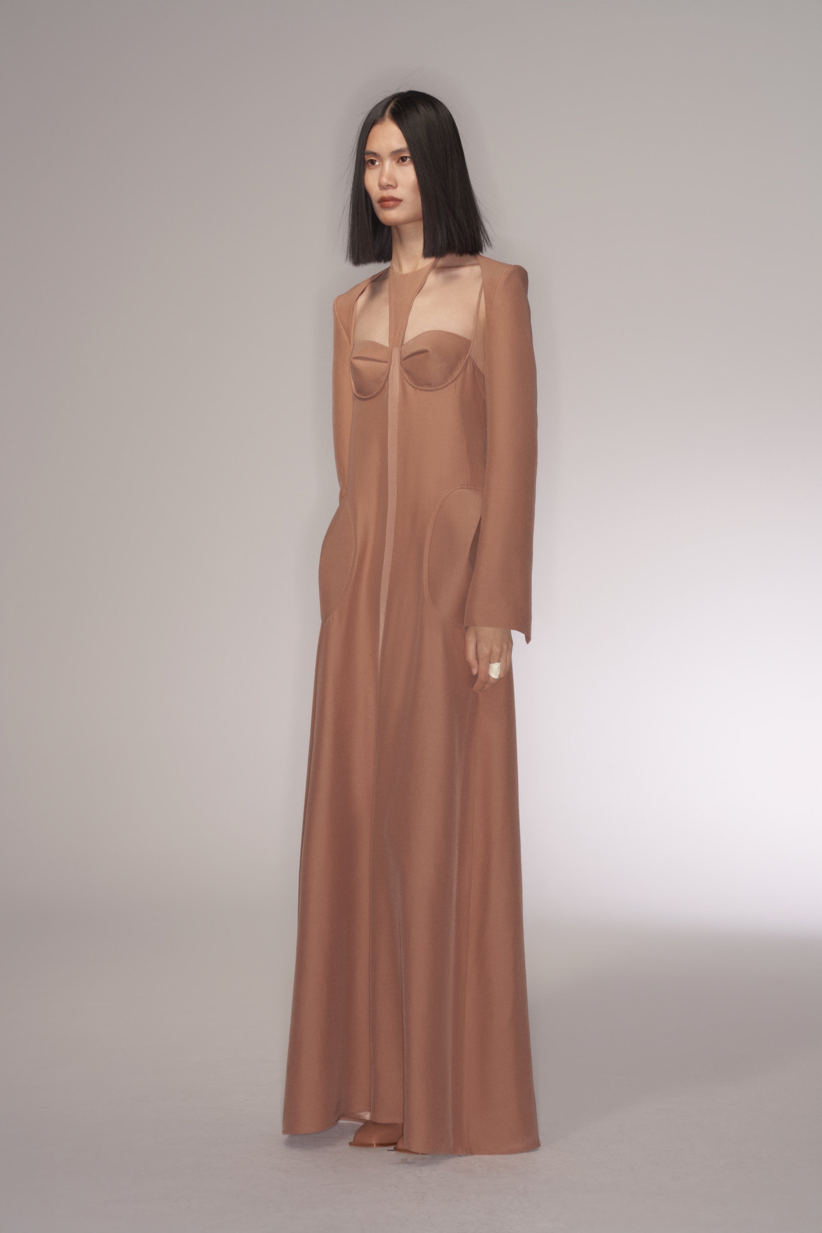 SOFT SHELL HALTER DRESS SHELL PINK