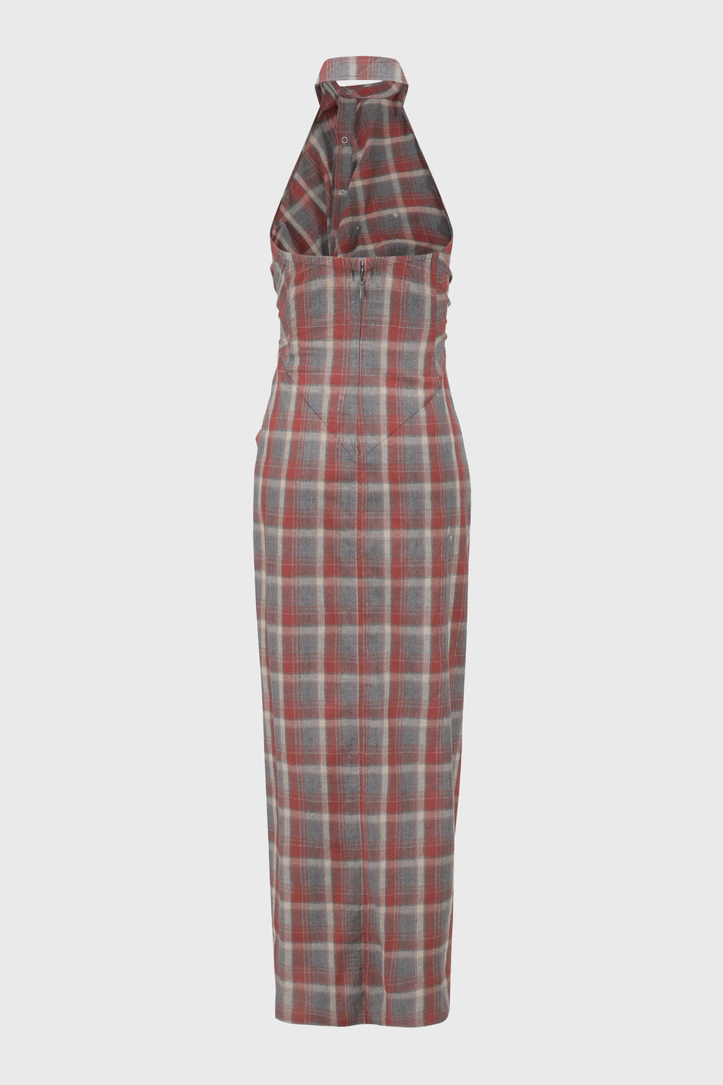 ASYMMETRIC TWISTED CHECKED DRESS