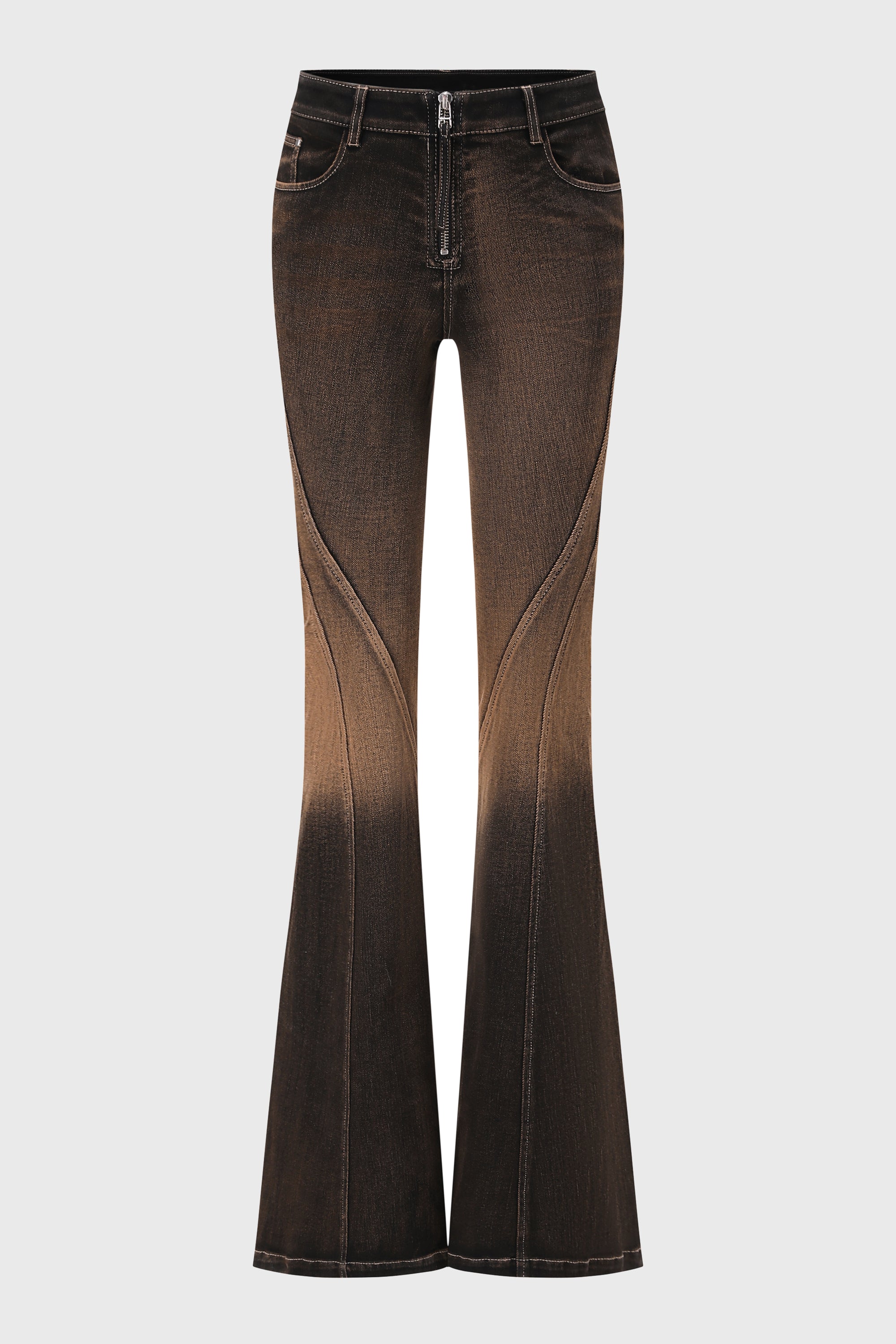 WASHED FLARED JEANS BLACK/BROWN