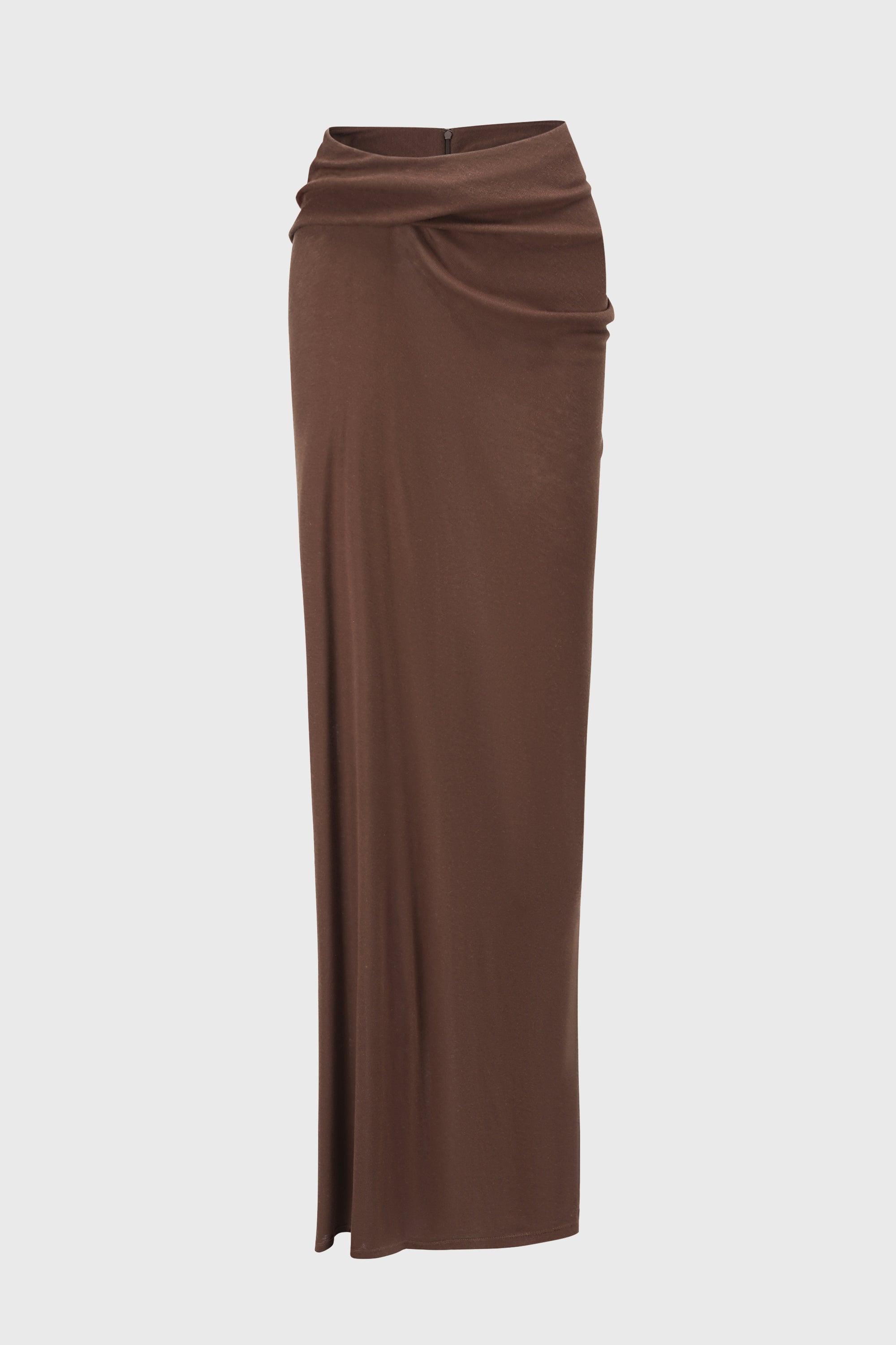 DRAPED RIBBED JERSEY SKIRT REDDISH BROWN