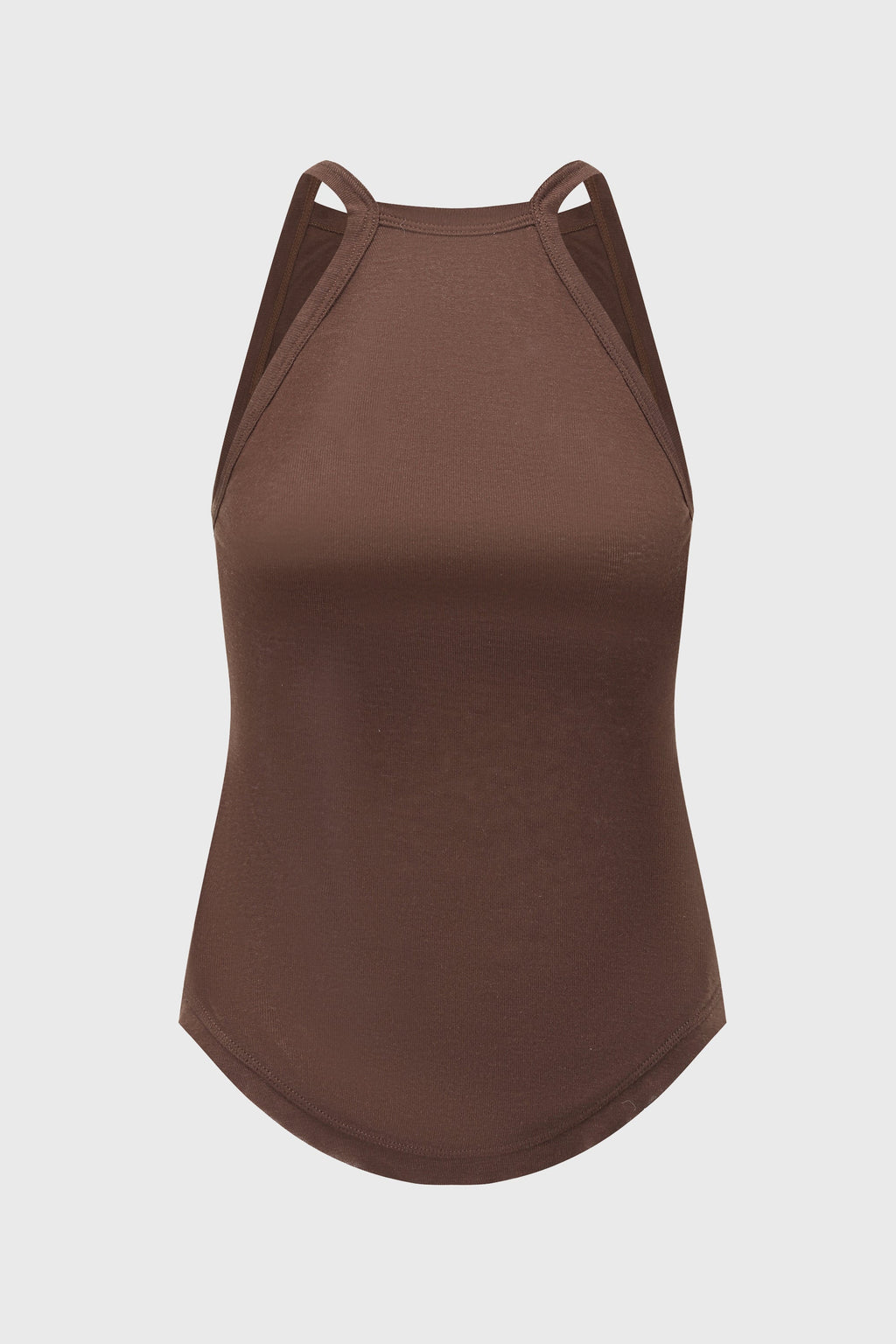 RIBBED JERSEY TANK REDDISH BROWN