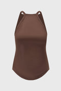RIBBED JERSEY TANK REDDISH BROWN