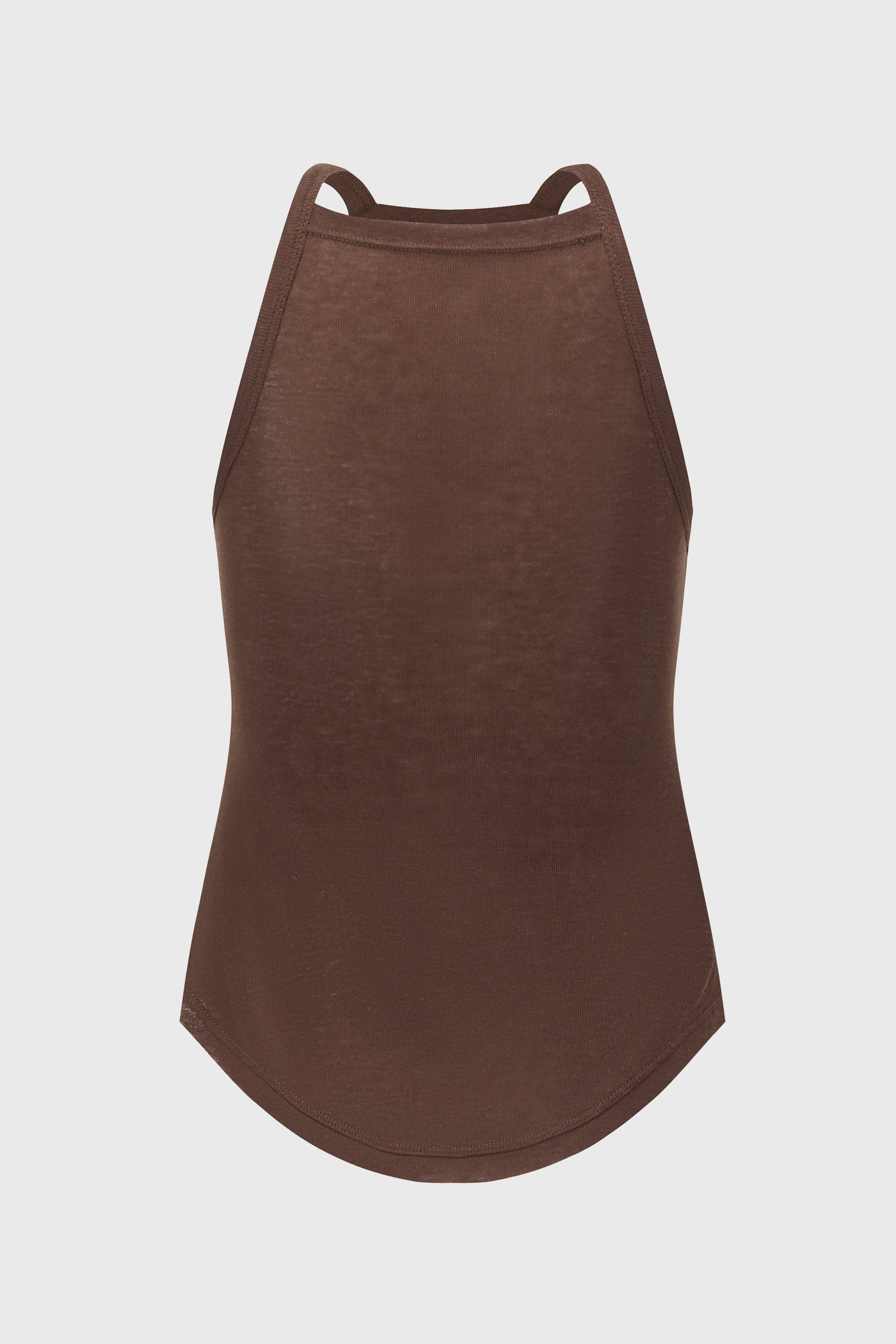 RIBBED JERSEY TANK REDDISH BROWN