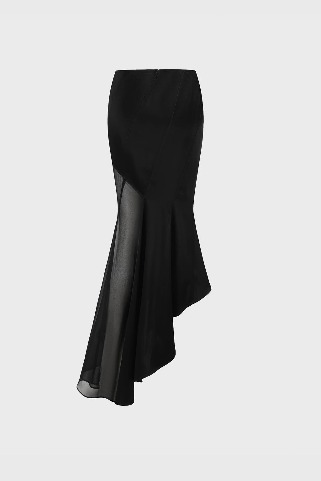 ASYMMETRIC SWIRLED PANELED SKIRT BLACK