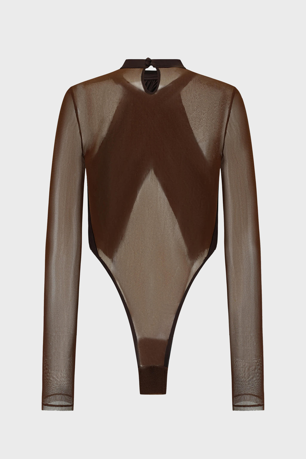 PANELED MESH BODYSUIT COFFEE